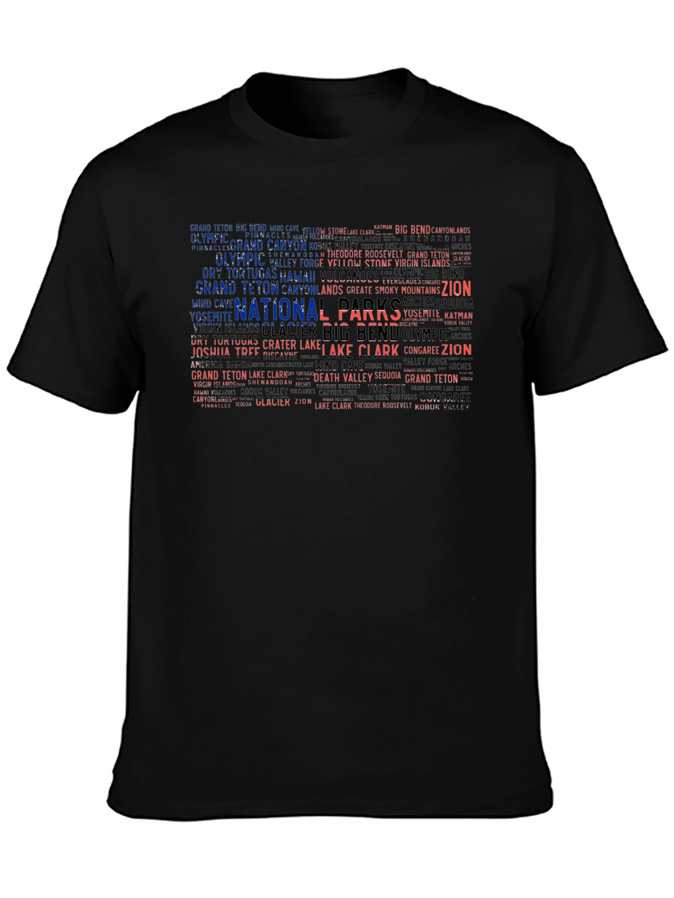 National Park Names USA Flag Graphic T-Shirt