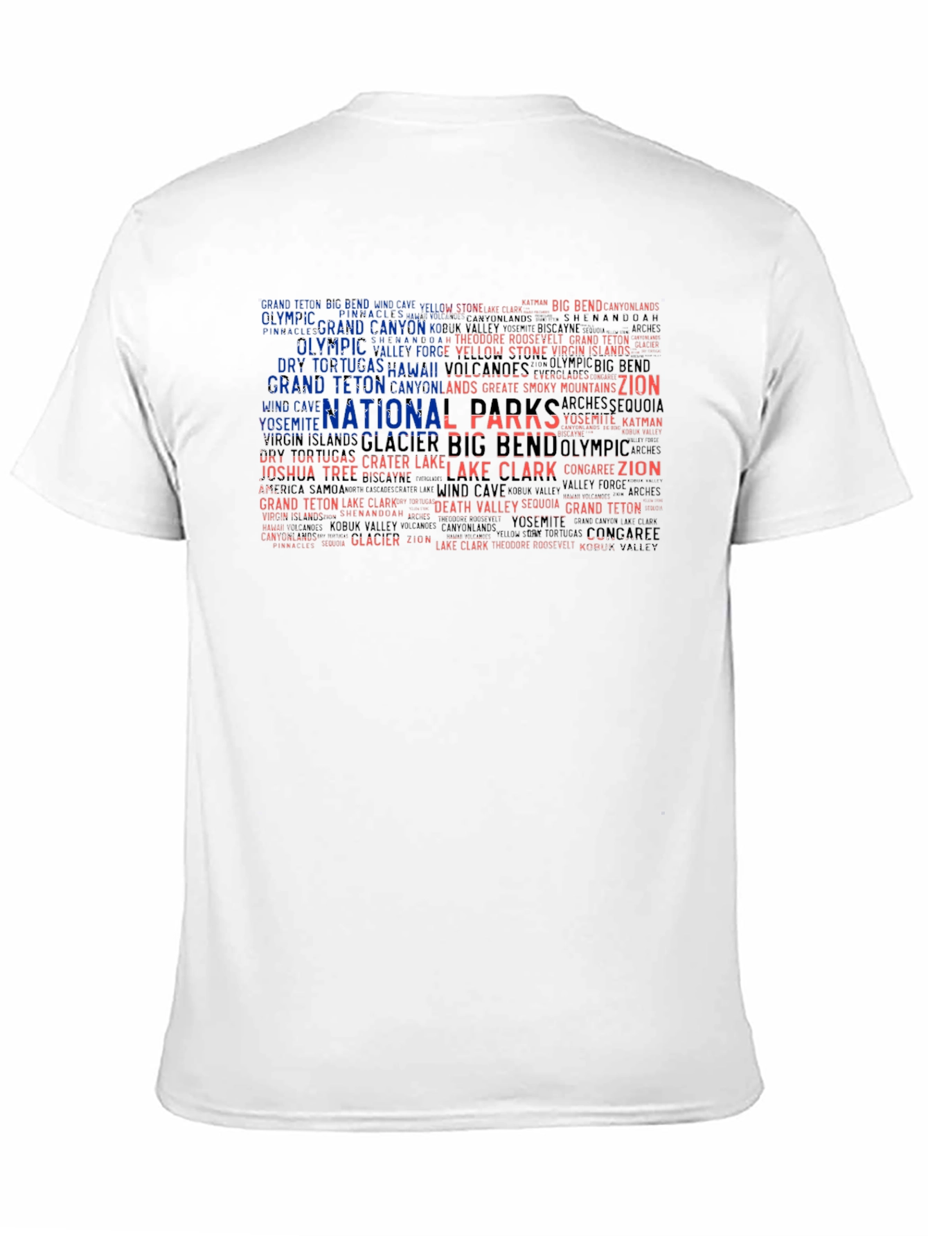National Park Names USA Flag Graphic T-Shirt