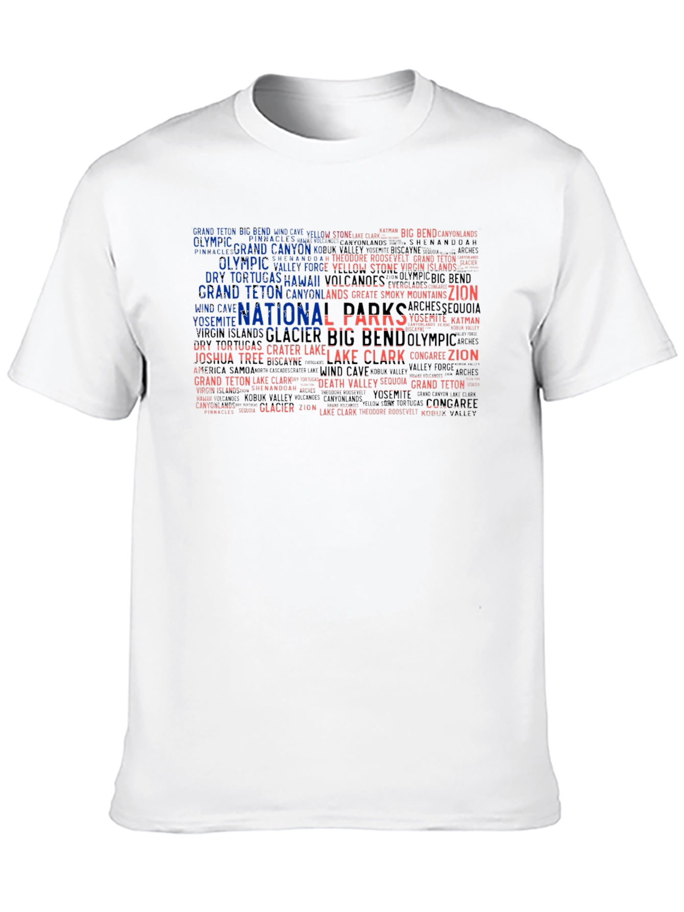 National Park Names USA Flag Graphic T-Shirt