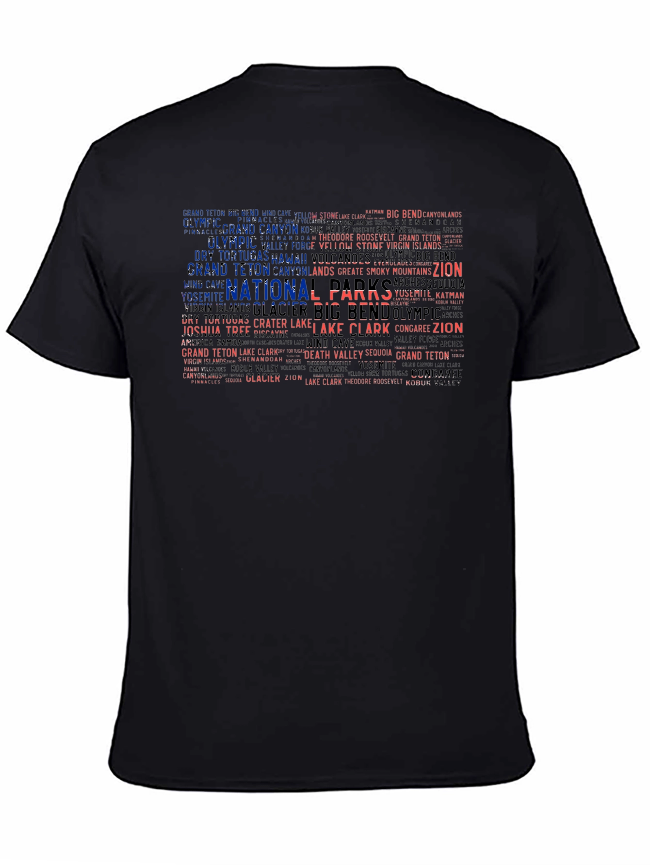 National Park Names USA Flag Graphic T-Shirt