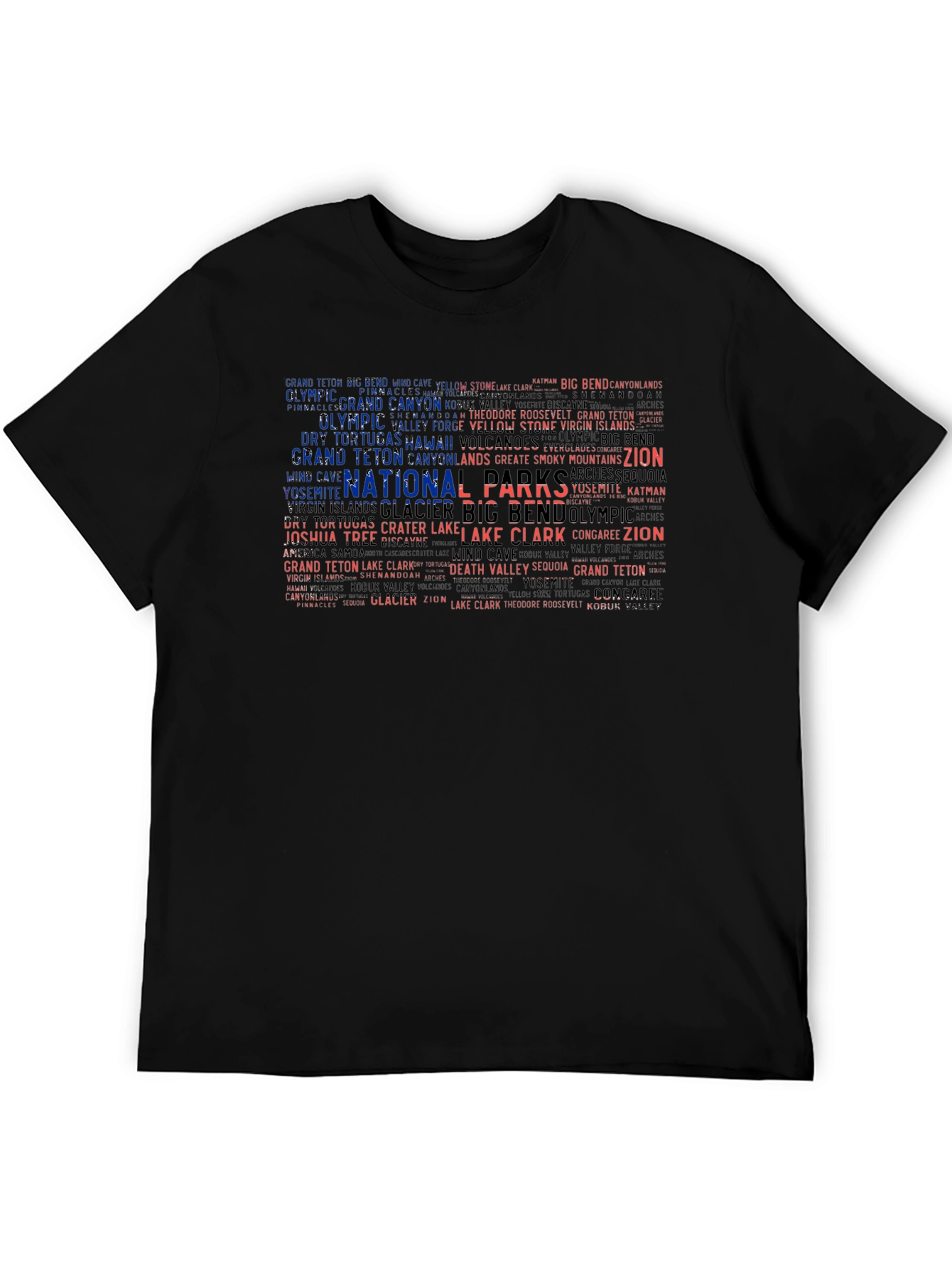 National Park Names USA Flag Graphic T-Shirt