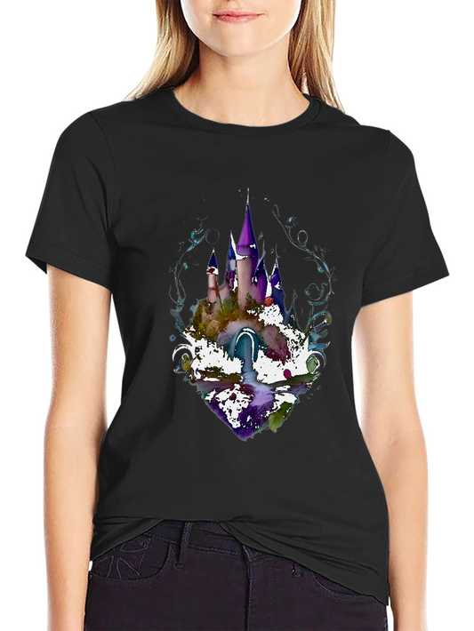Watercolor Castle Graphic Tee - Mens Black Shirt