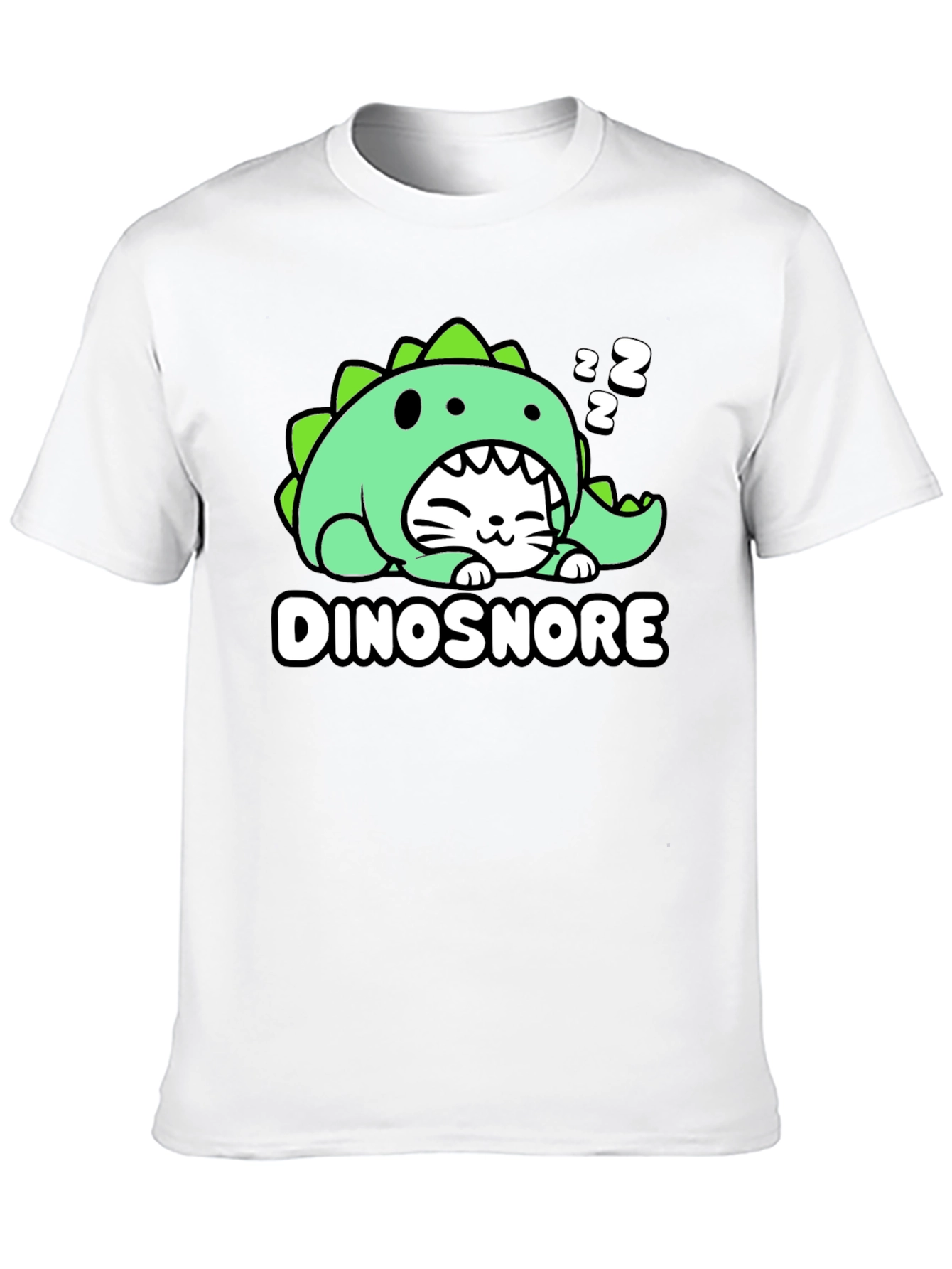 DinoSnore Cat T-Shirt - Cute Sleeping Dinosaur Tee