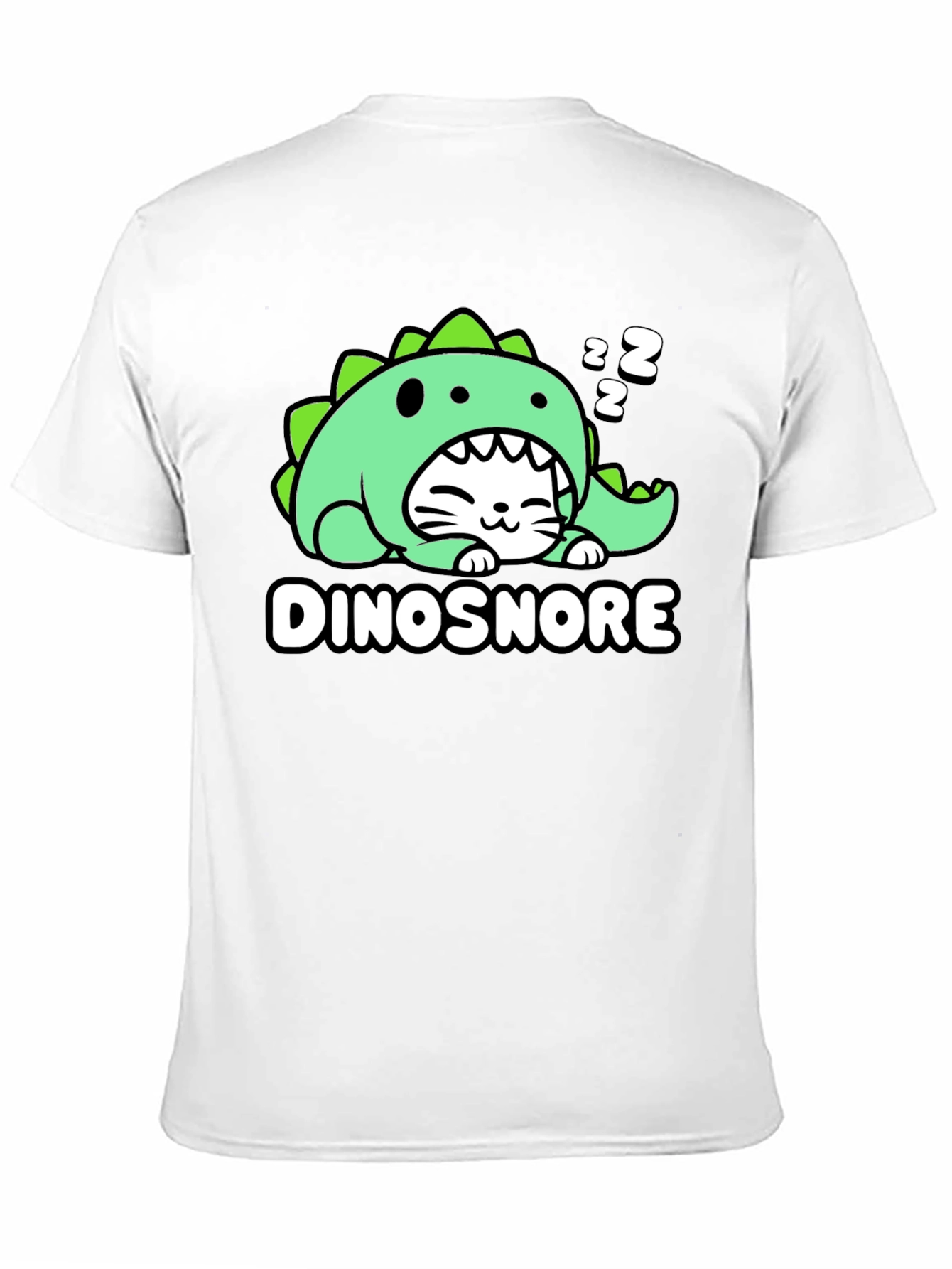 DinoSnore Cat T-Shirt - Cute Sleeping Dinosaur Tee