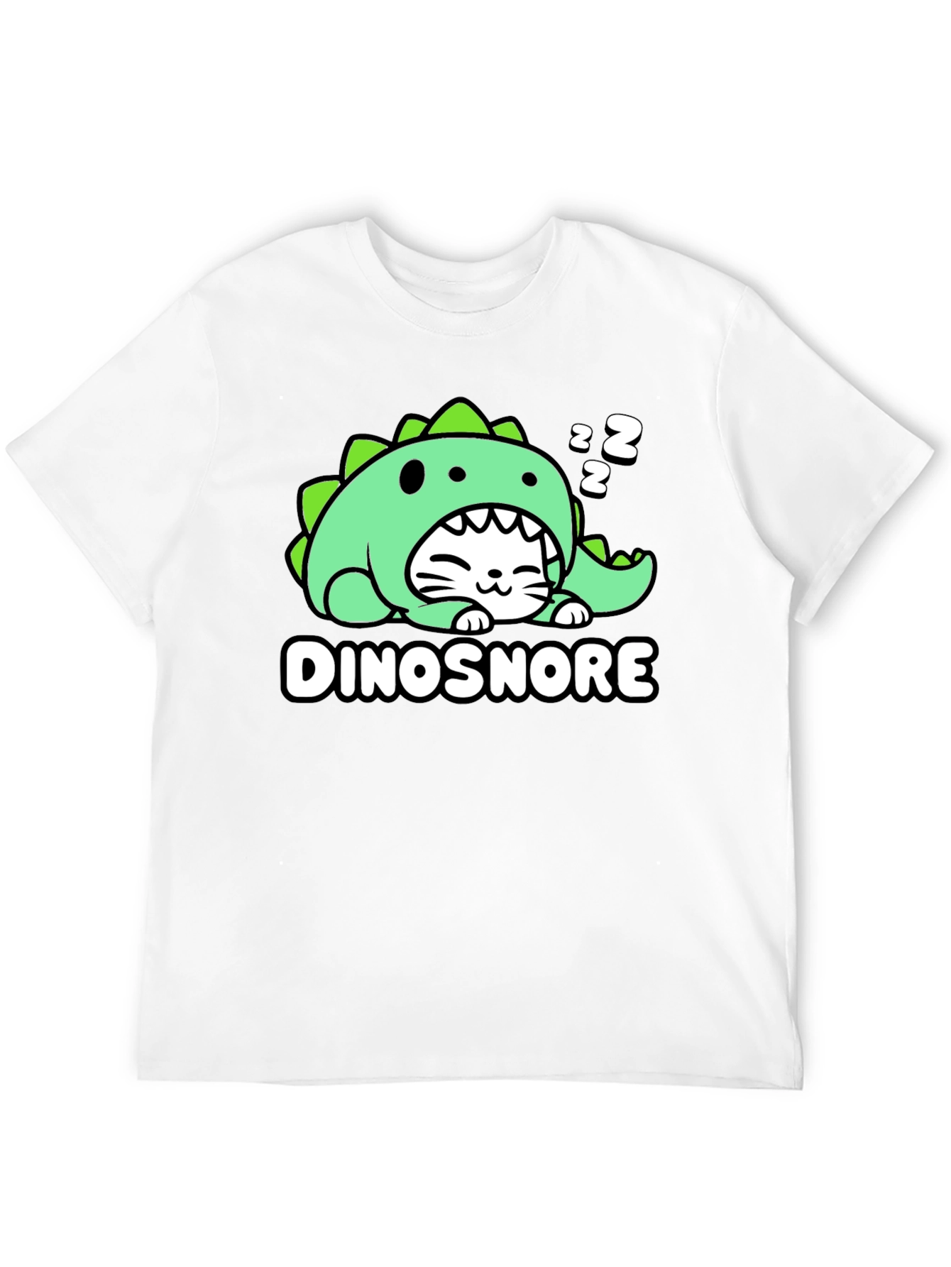 DinoSnore Cat T-Shirt - Cute Sleeping Dinosaur Tee
