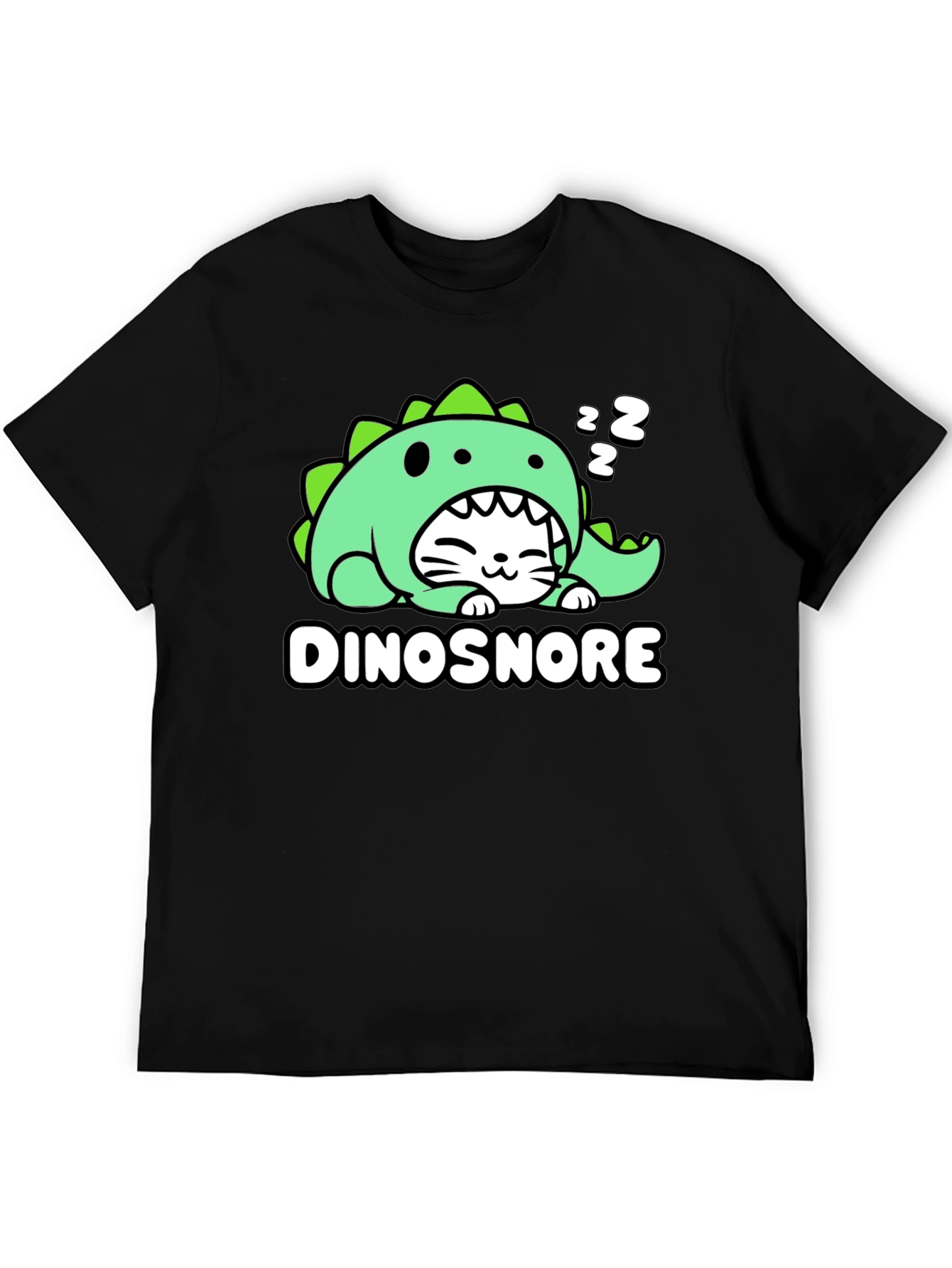DinoSnore Cat T-Shirt - Cute Sleeping Dinosaur Tee