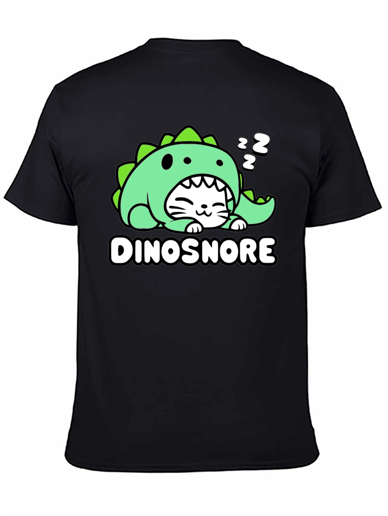 DinoSnore Cat T-Shirt - Cute Sleeping Dinosaur Tee