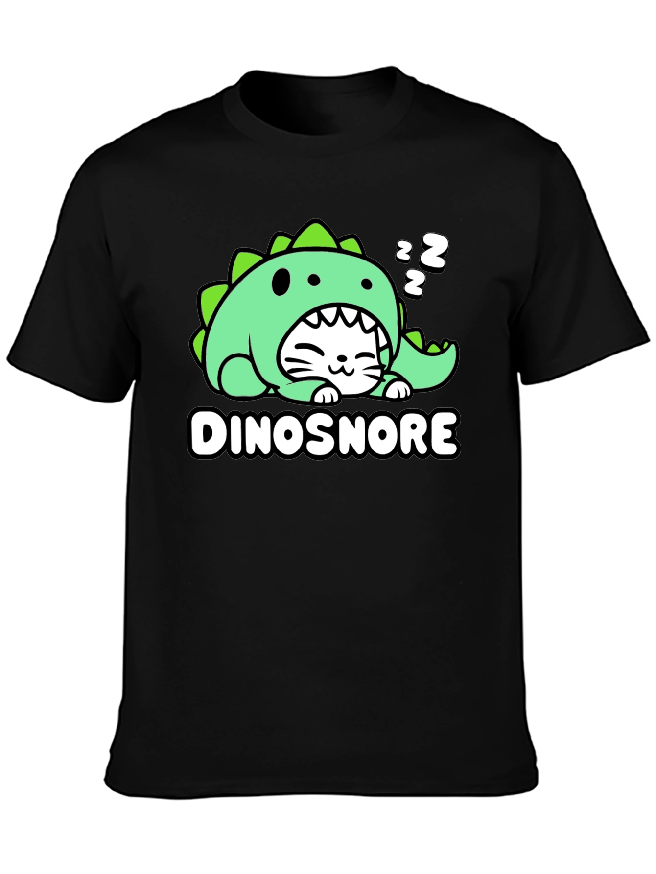 DinoSnore Cat T-Shirt - Cute Sleeping Dinosaur Tee