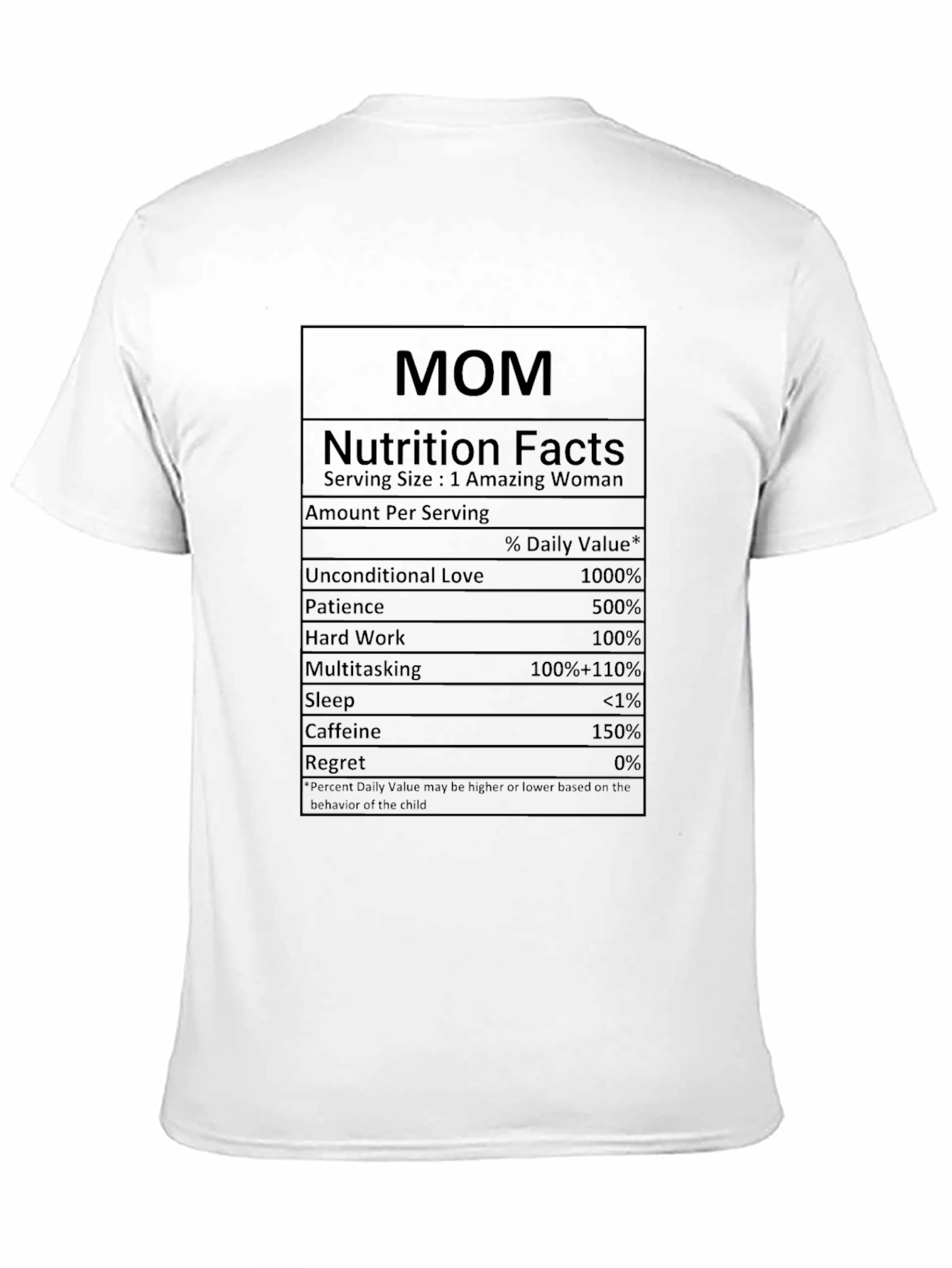 Funny Mom Nutrition Facts Black T-Shirt