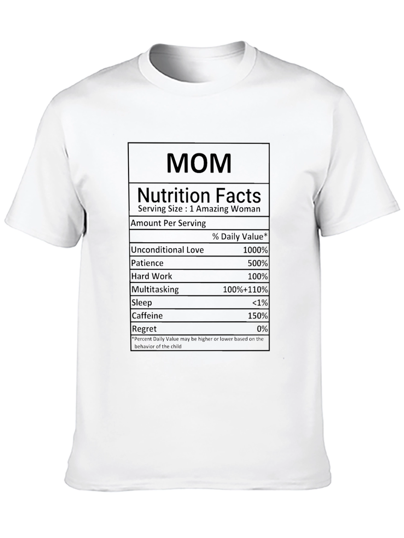 Funny Mom Nutrition Facts Black T-Shirt