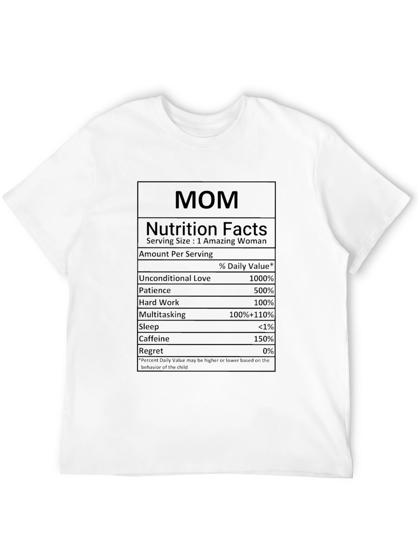 Funny Mom Nutrition Facts Black T-Shirt