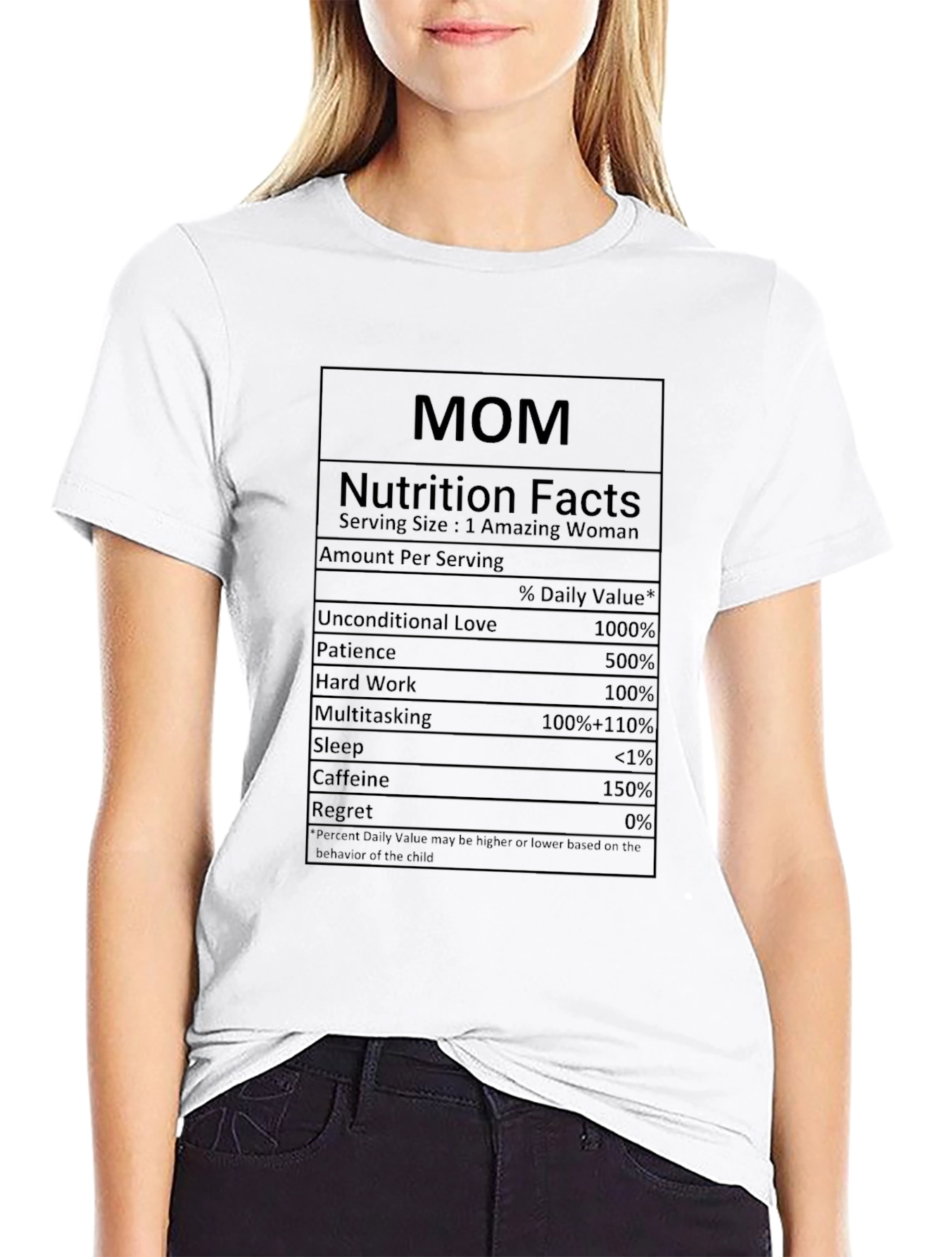 Funny Mom Nutrition Facts Black T-Shirt