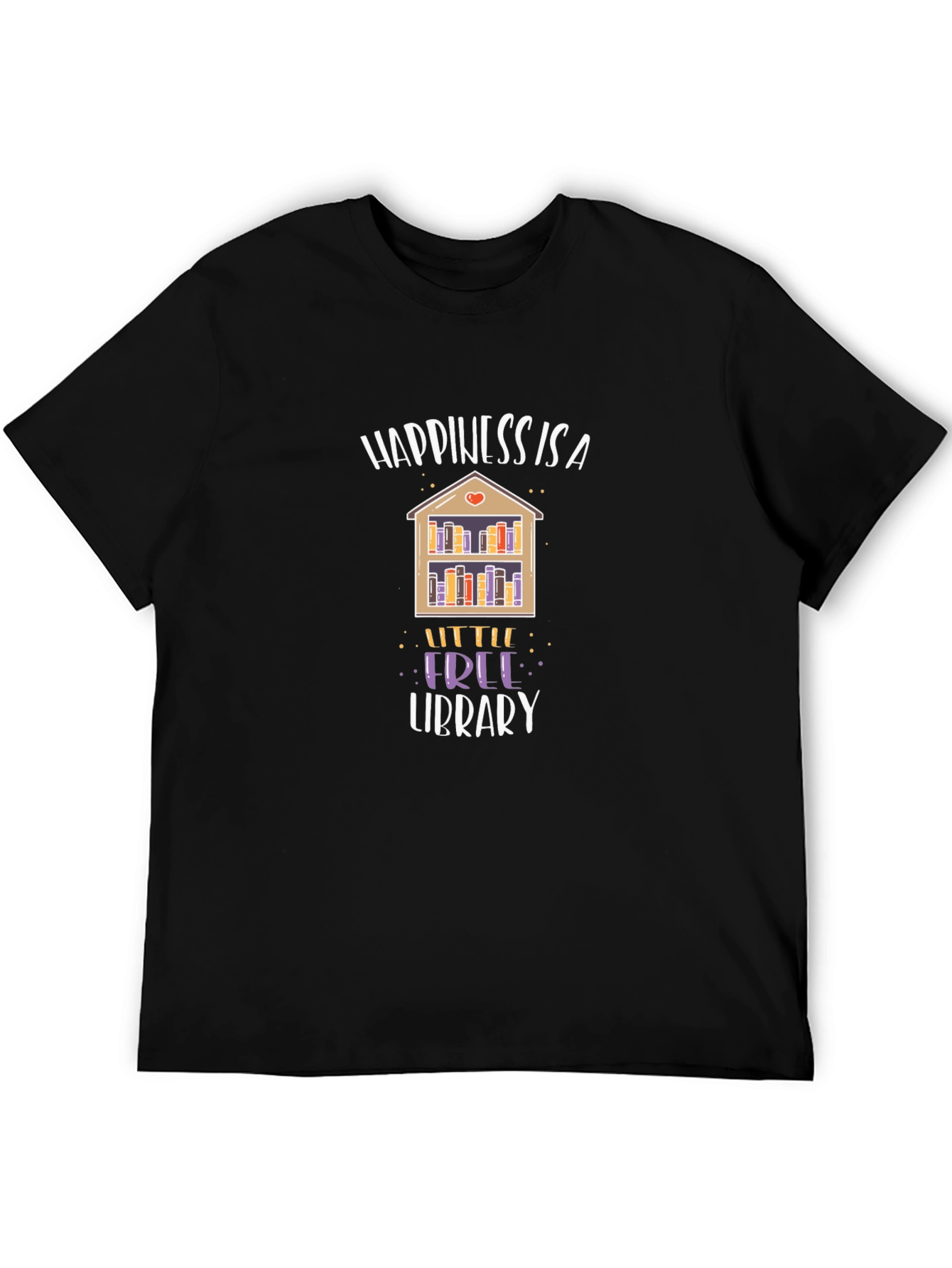Happiness is a Little Free Library Black T-Shirt