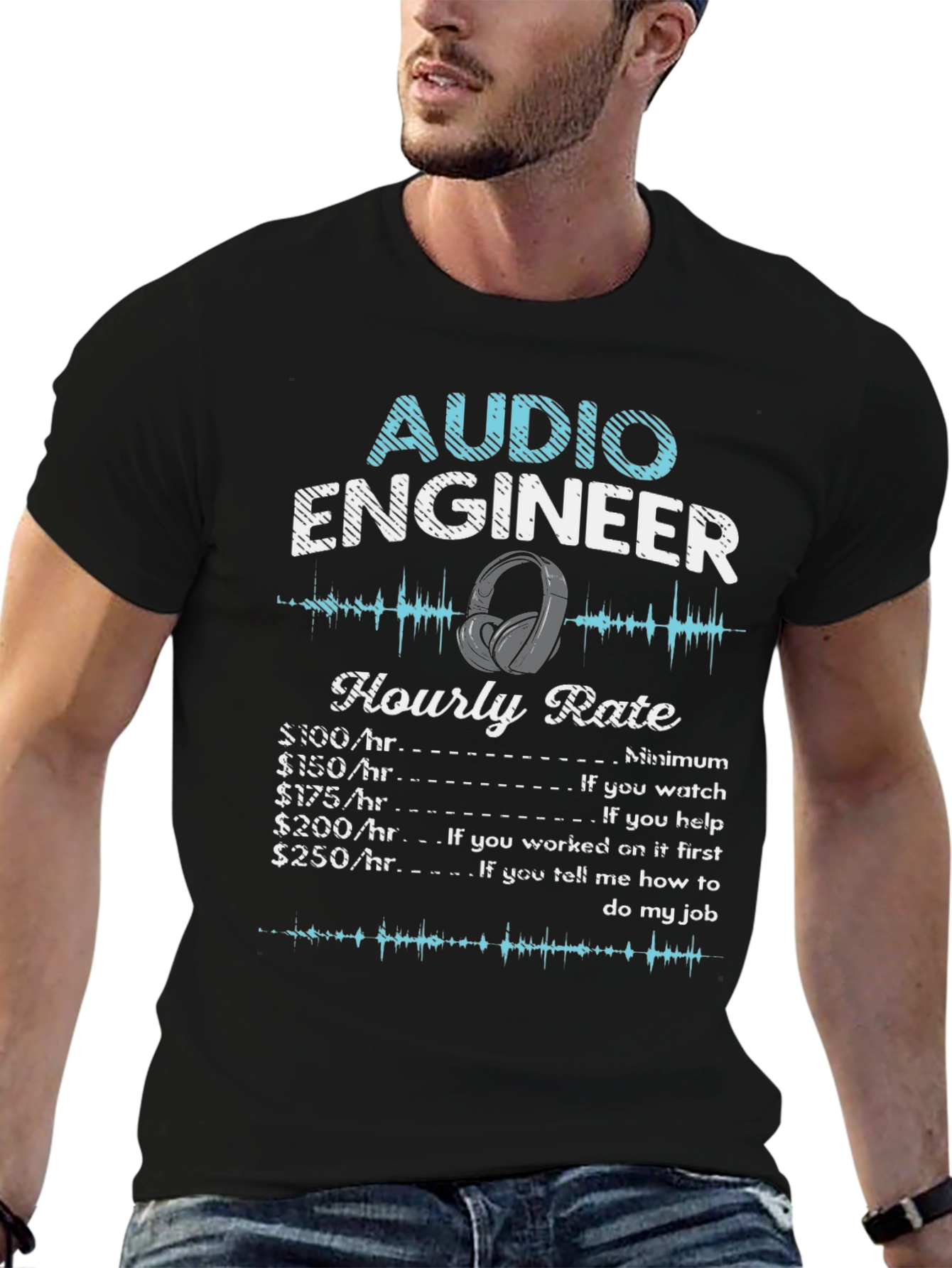Audio Engineer Hourly Rate Black T-Shirt
