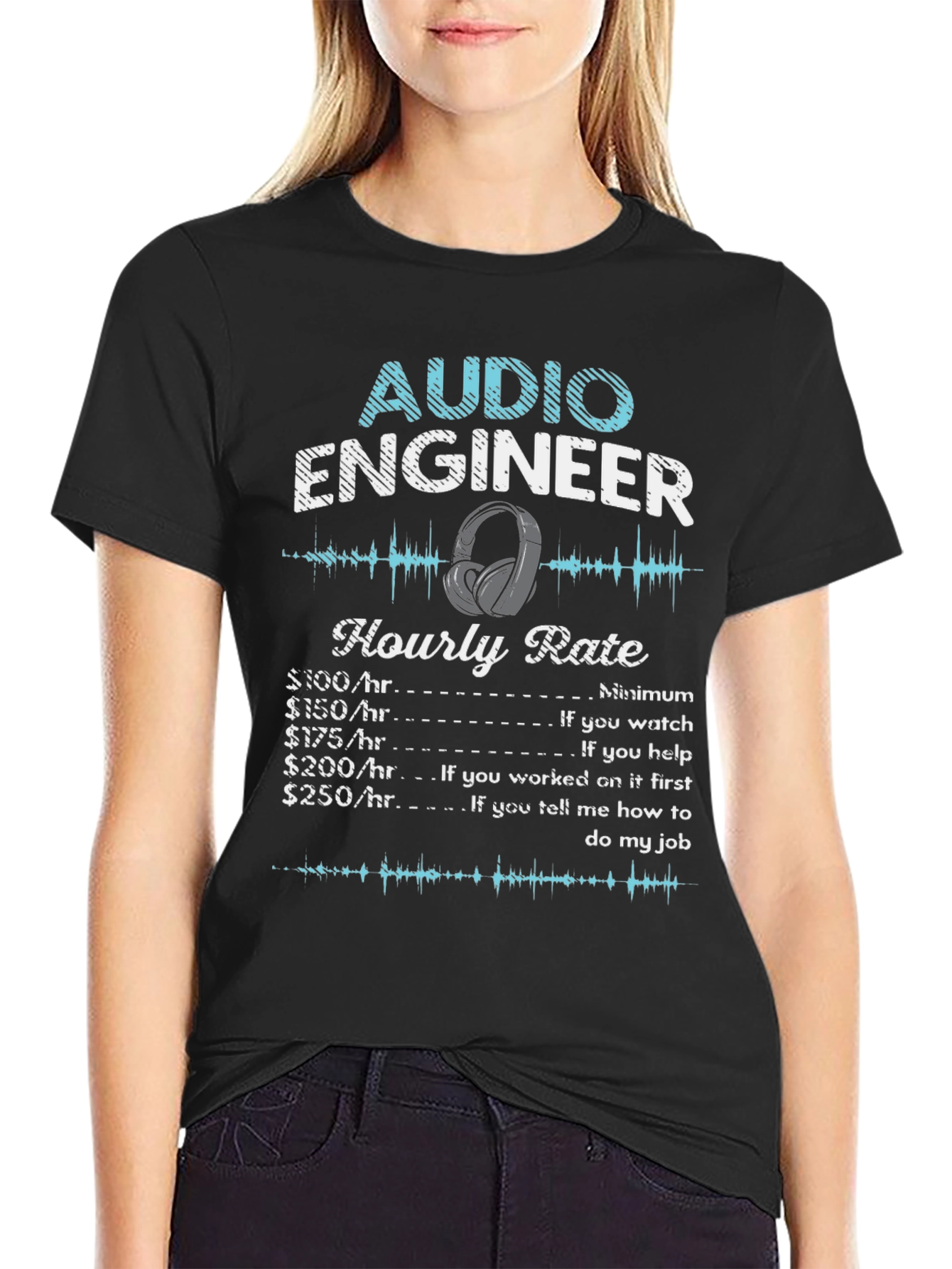 Audio Engineer Hourly Rate Black T-Shirt