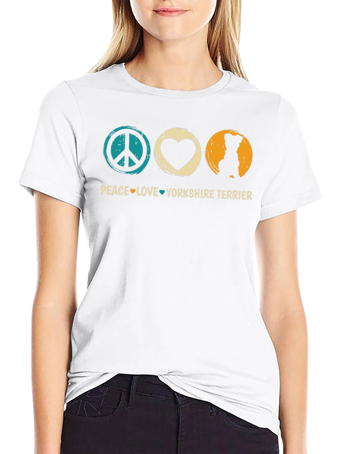 Peace Love Yorkshire Terrier Graphic Tee