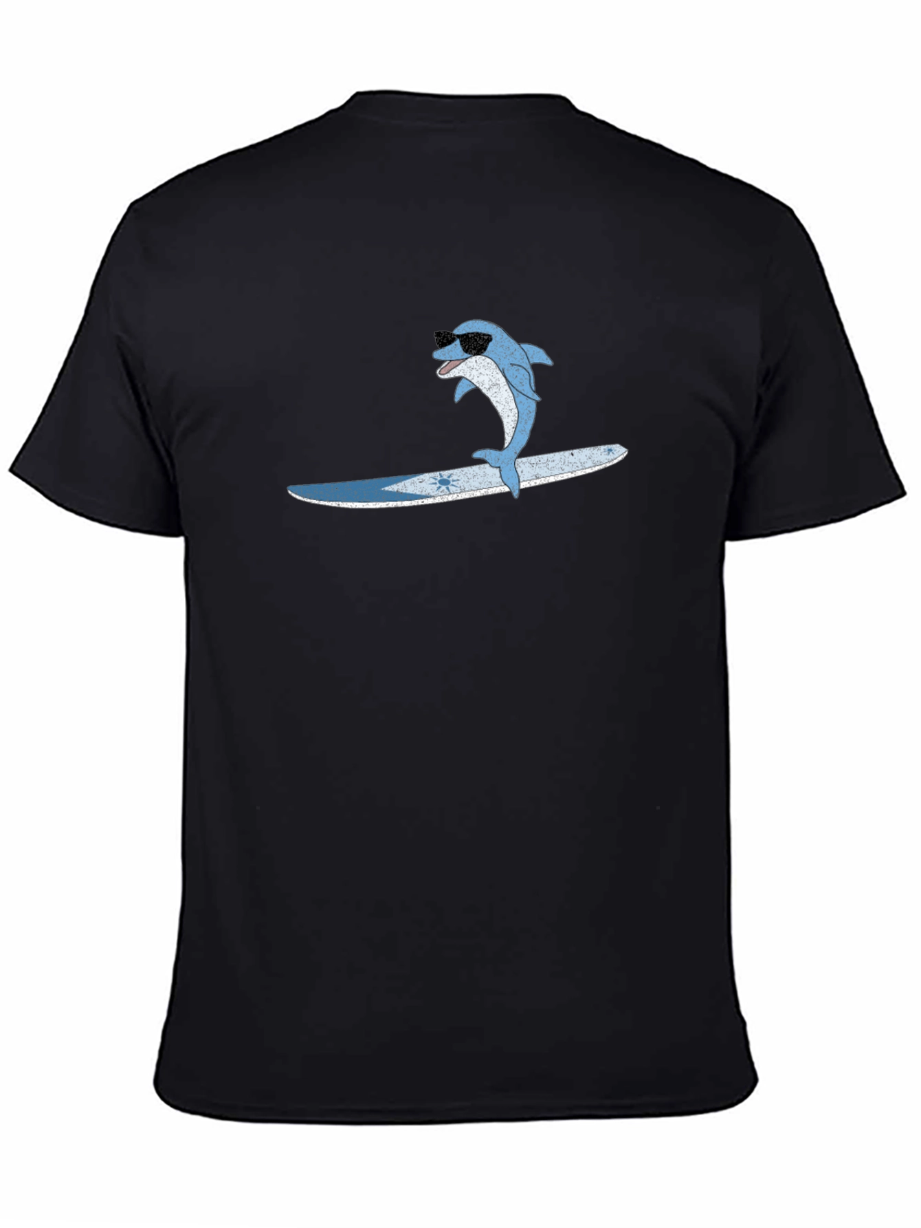 Surfing Dolphin Black T-Shirt