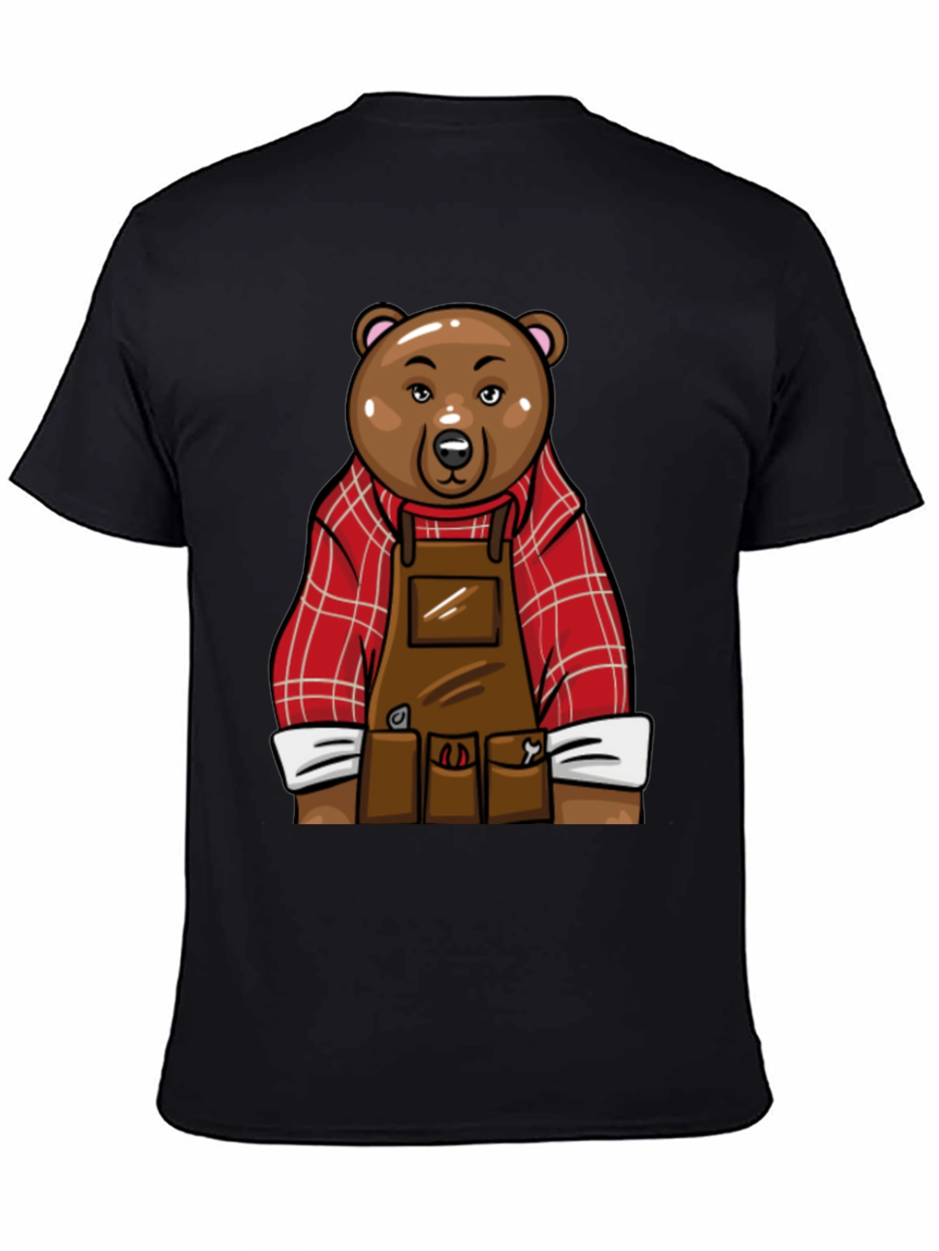 Lumberjack Bear Graphic Tee - Black Cotton T-Shirt