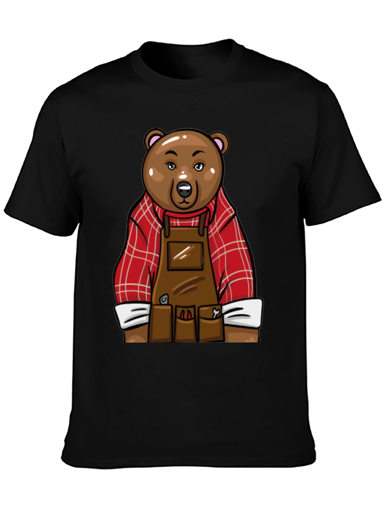 Lumberjack Bear Graphic Tee - Black Cotton T-Shirt