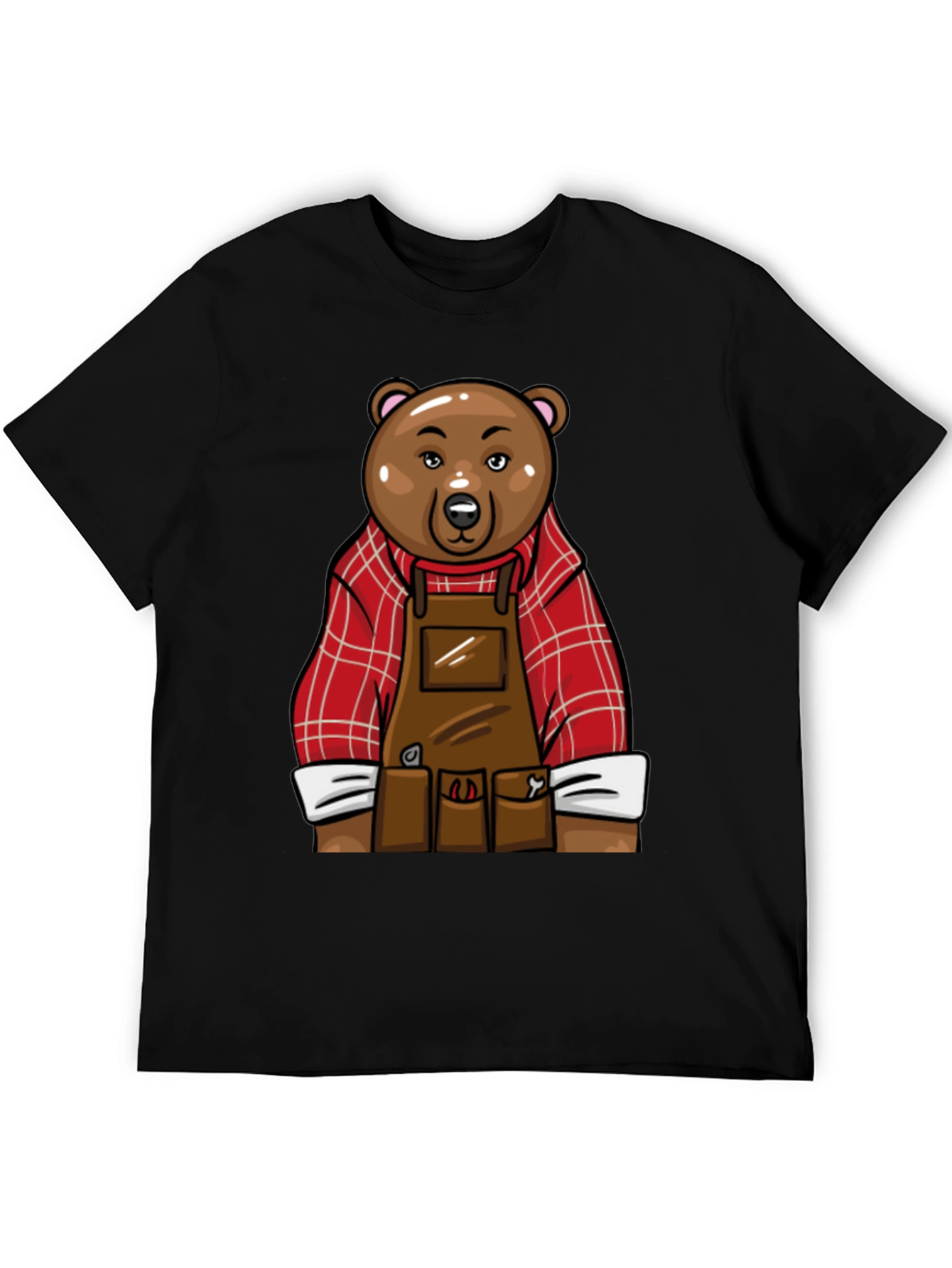 Lumberjack Bear Graphic Tee - Black Cotton T-Shirt