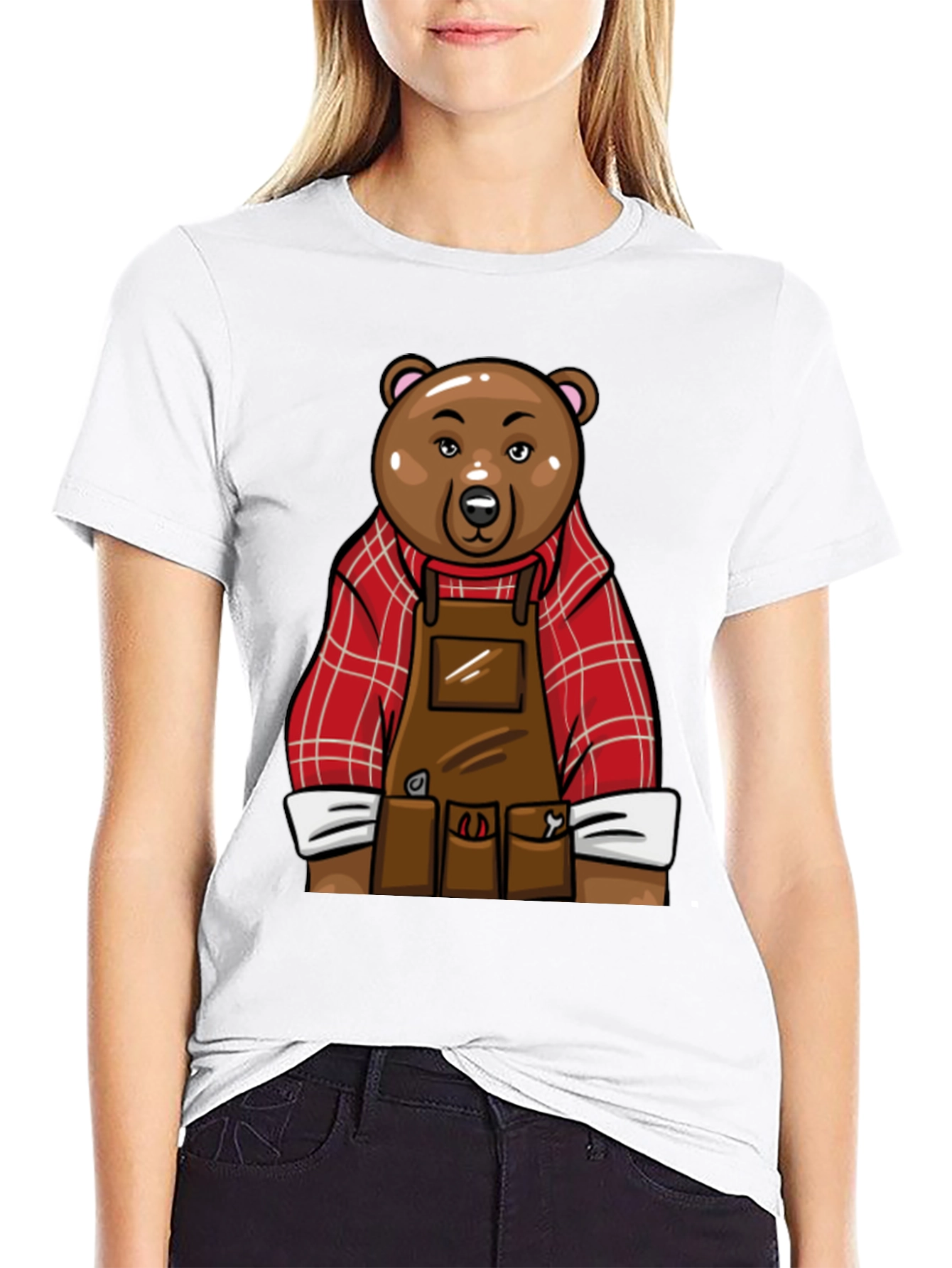 Lumberjack Bear Graphic Tee - Black Cotton T-Shirt