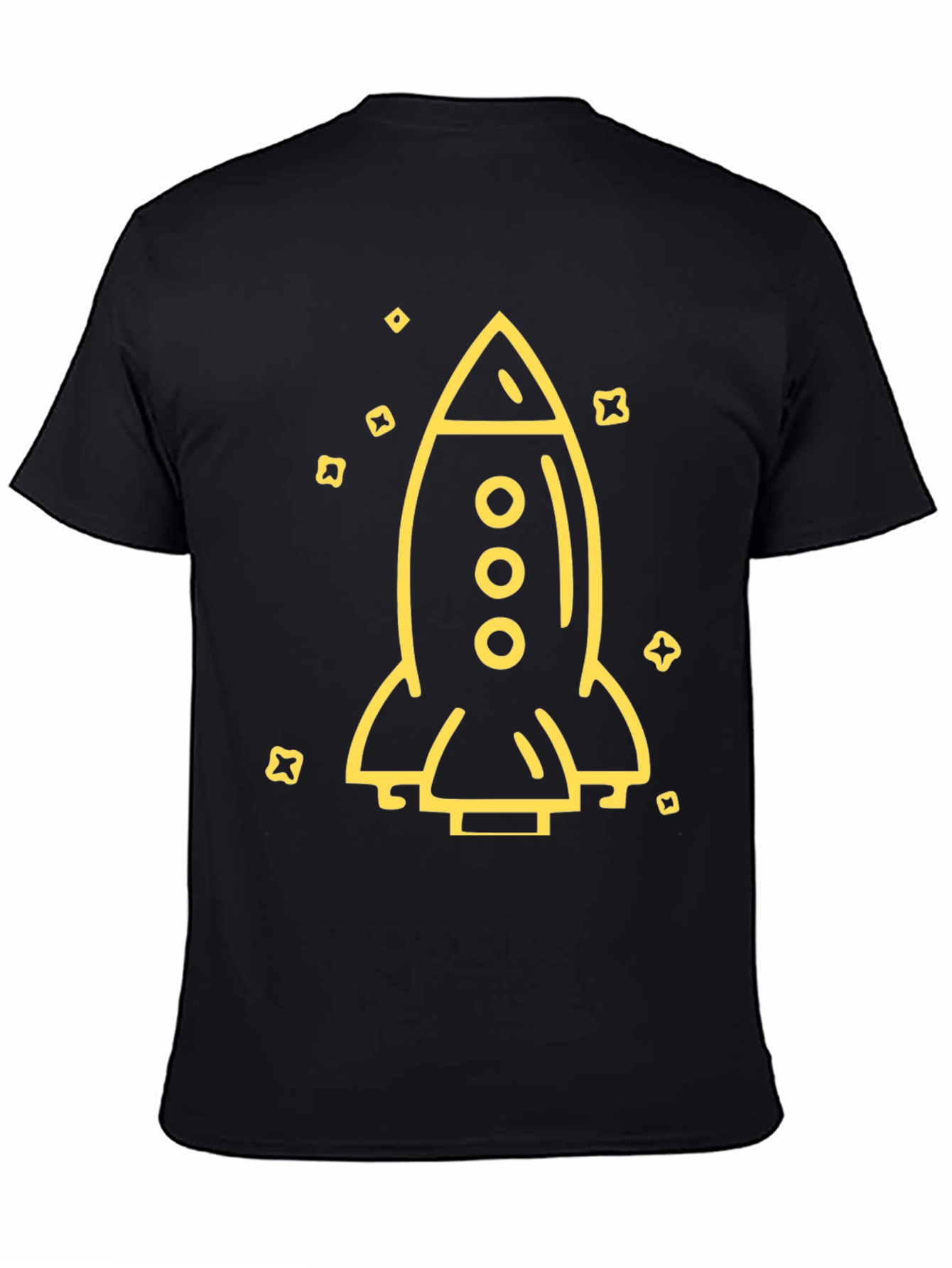 Rocket Ship Graphic Tee - Black Cotton T-Shirt