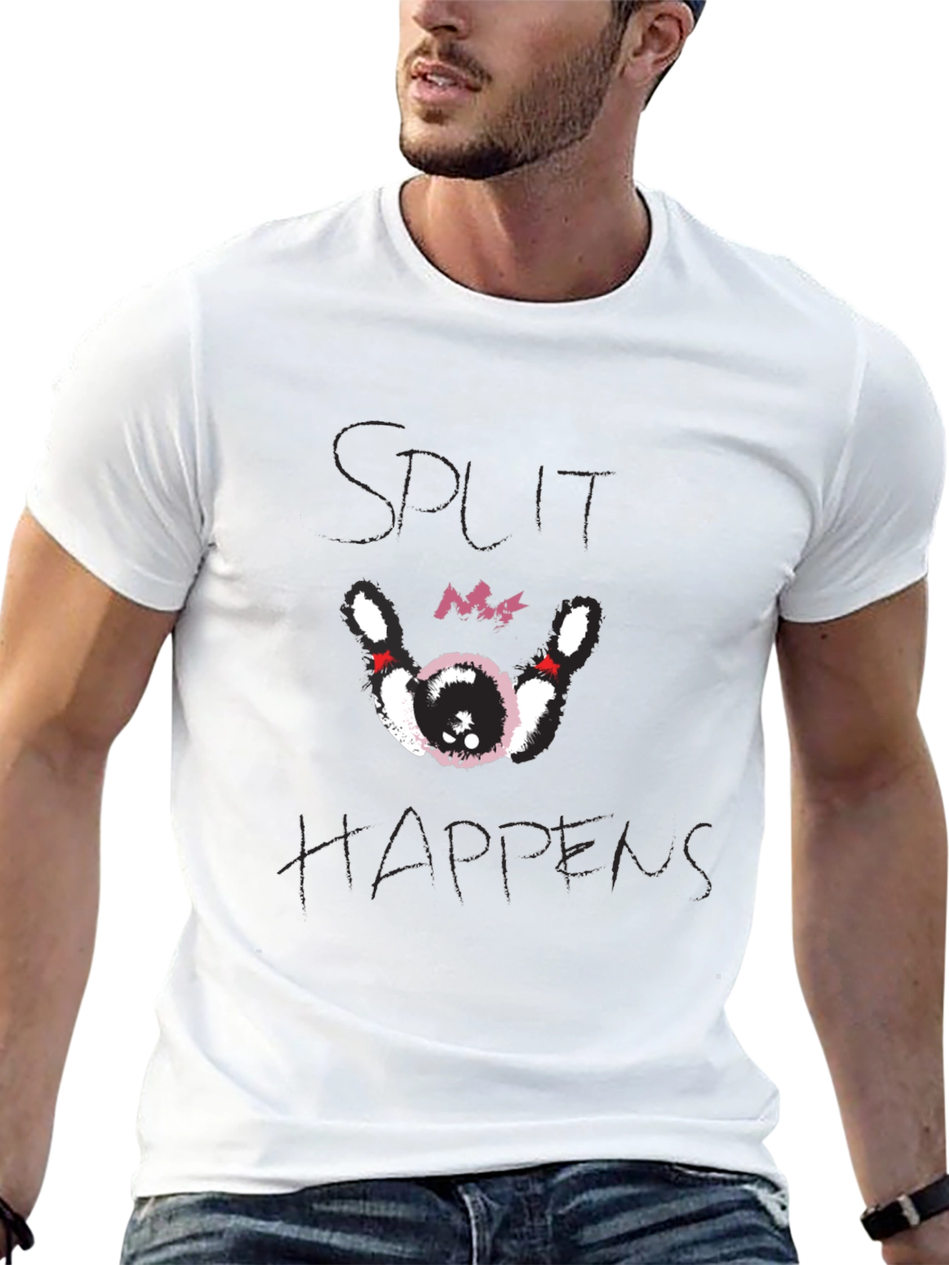 Split Happens Bowling T-Shirt - Black
