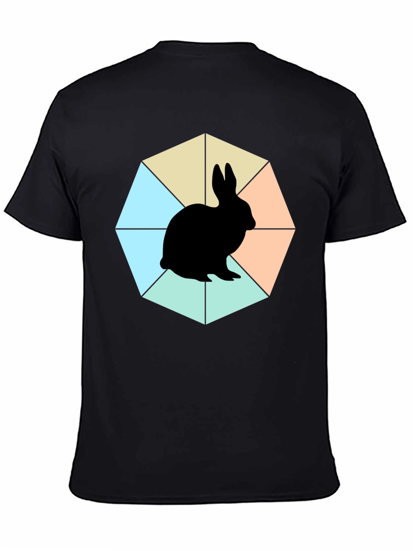 Geometric Bunny Black T-Shirt