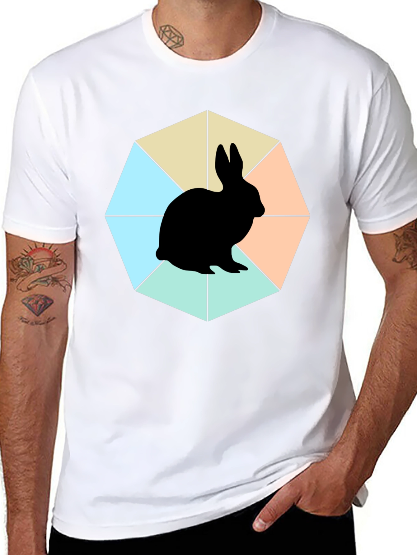 Geometric Bunny Black T-Shirt