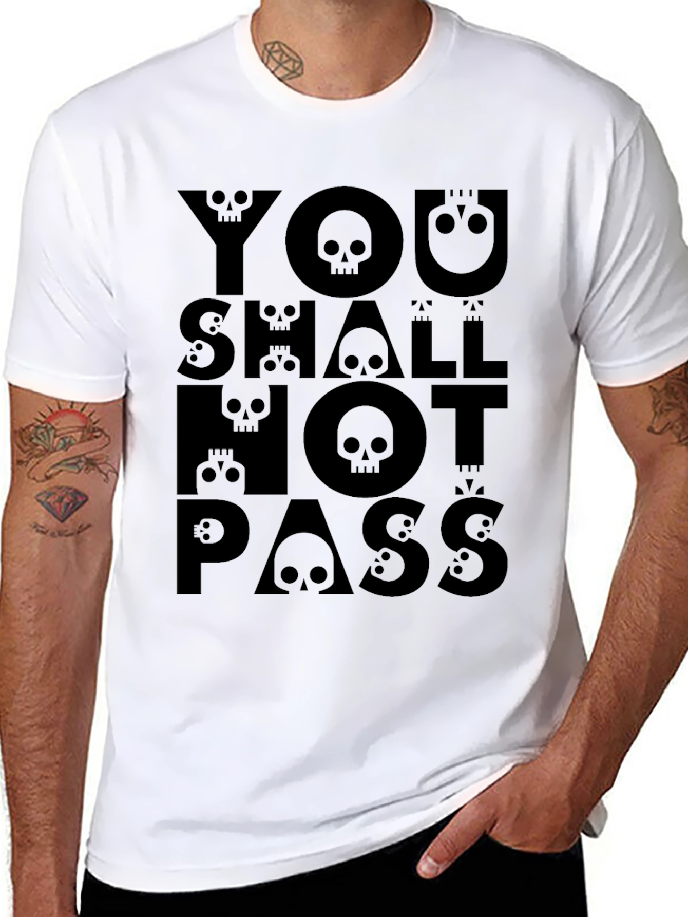 You Shall Not Pass Graphic T-Shirt - Skull Design