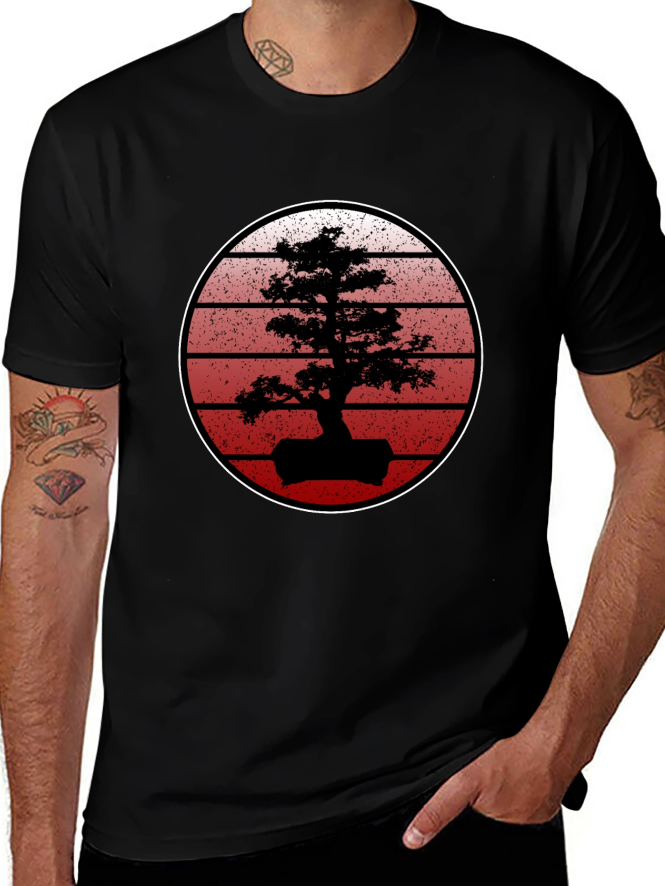 Bonsai Sunset Black T-Shirt