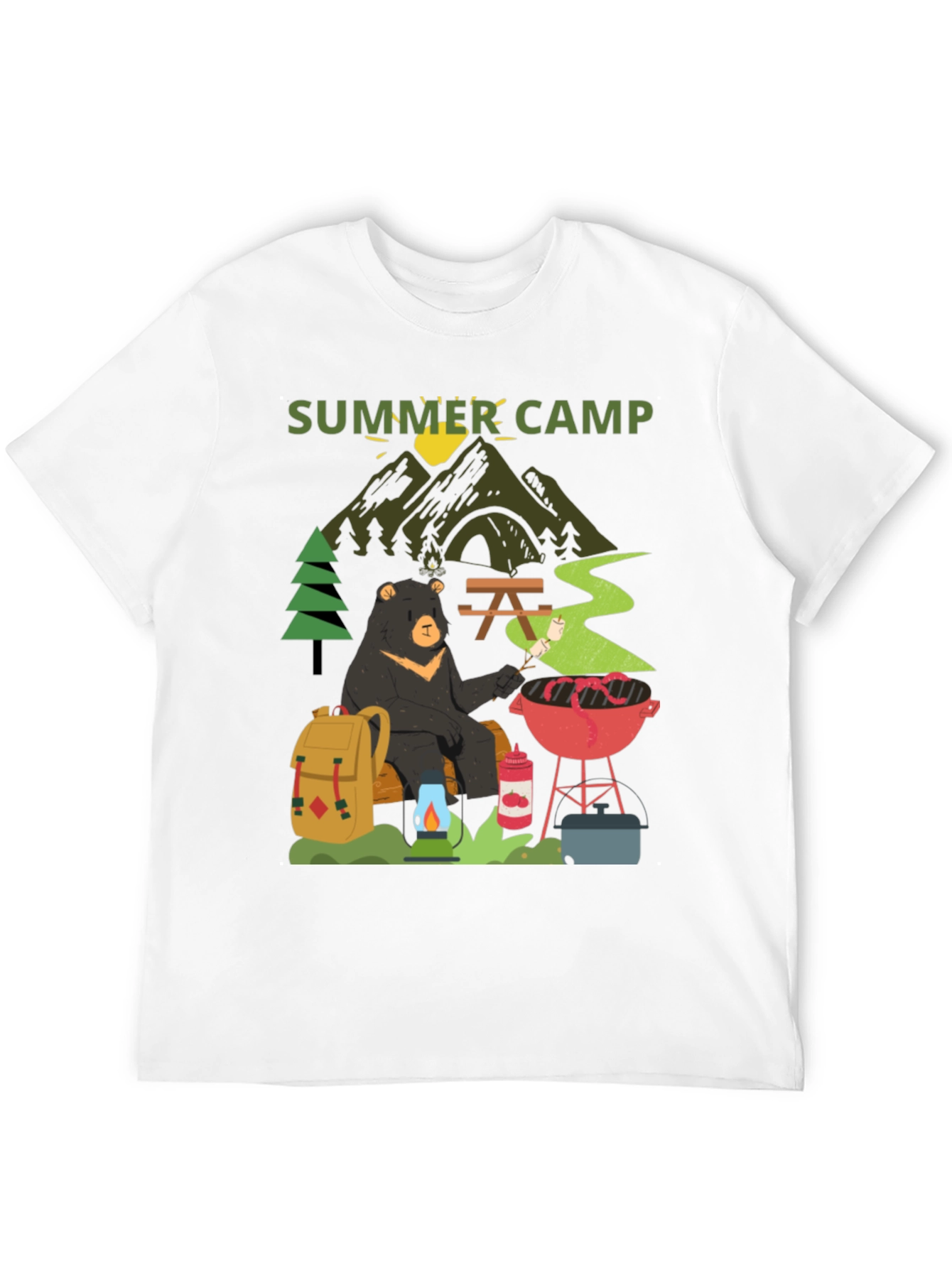 Summer Camp Bear Graphic T-Shirt