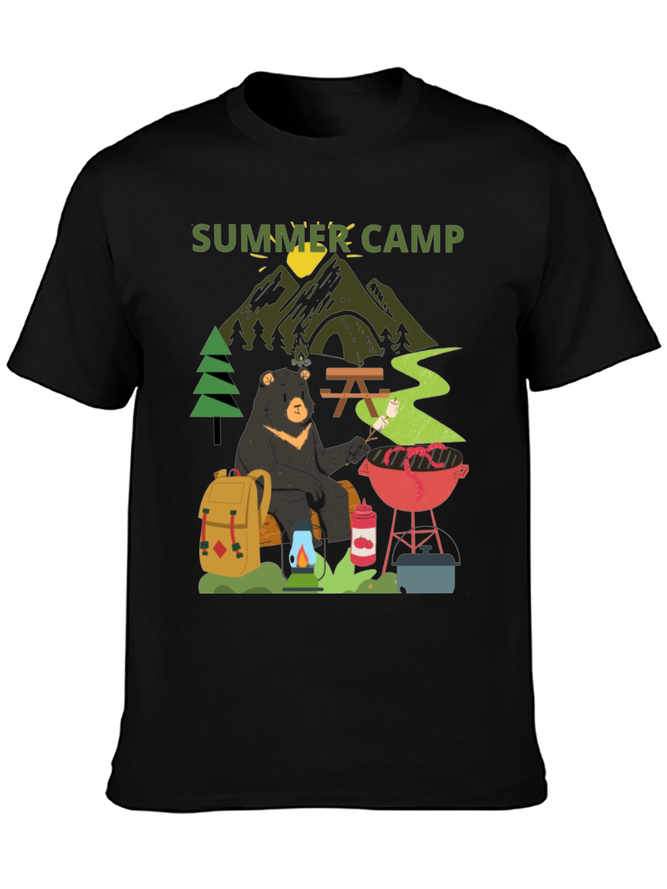 Summer Camp Bear Graphic T-Shirt