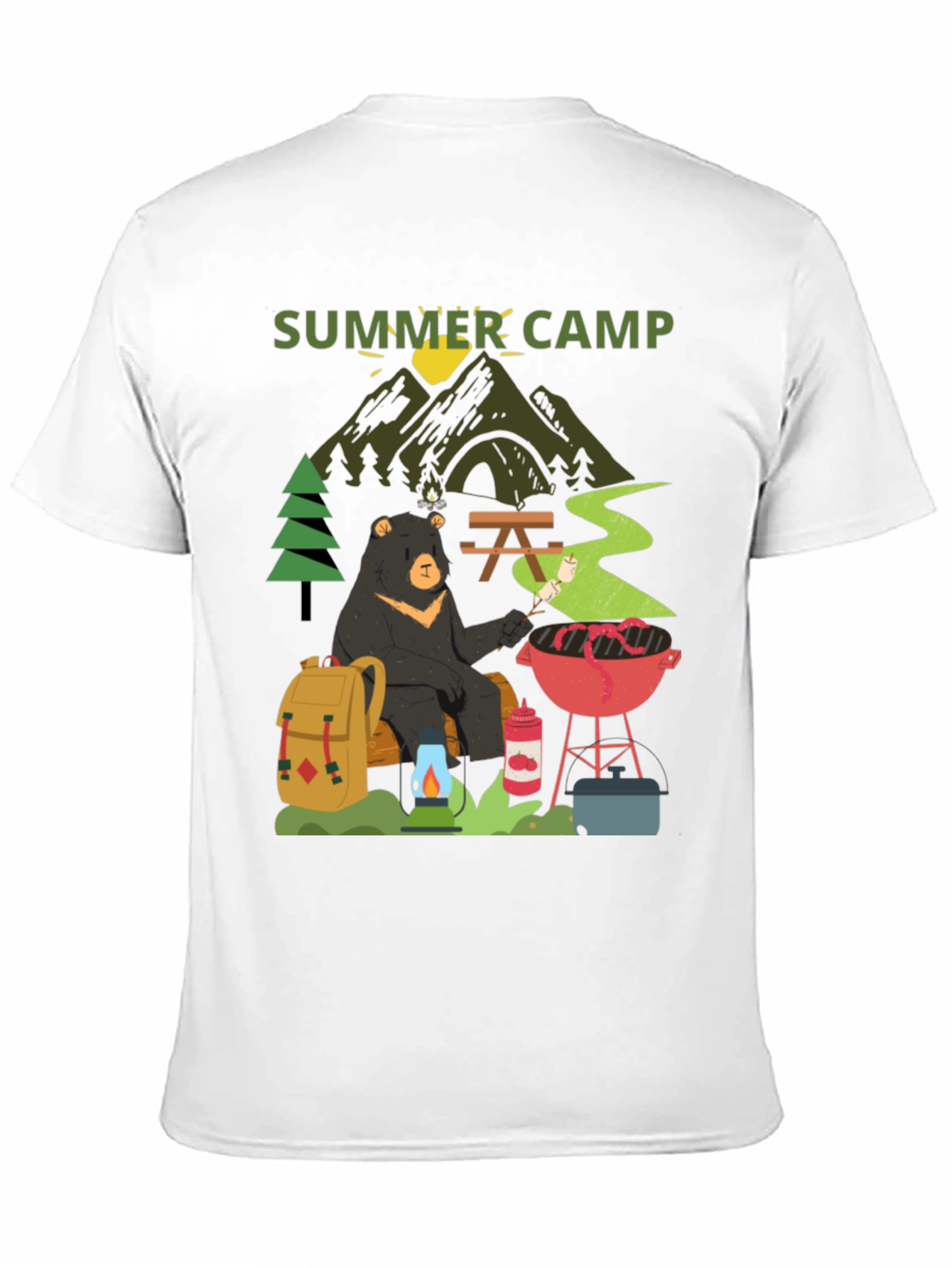 Summer Camp Bear Graphic T-Shirt