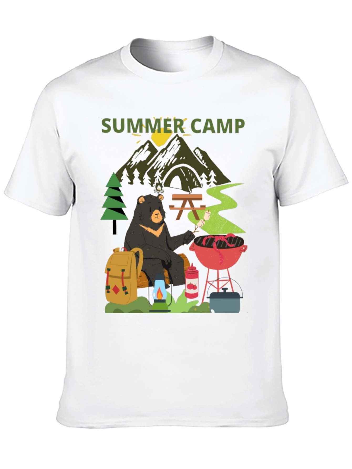 Summer Camp Bear Graphic T-Shirt