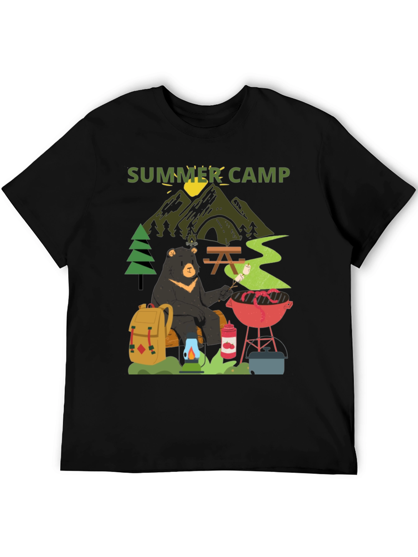 Summer Camp Bear Graphic T-Shirt