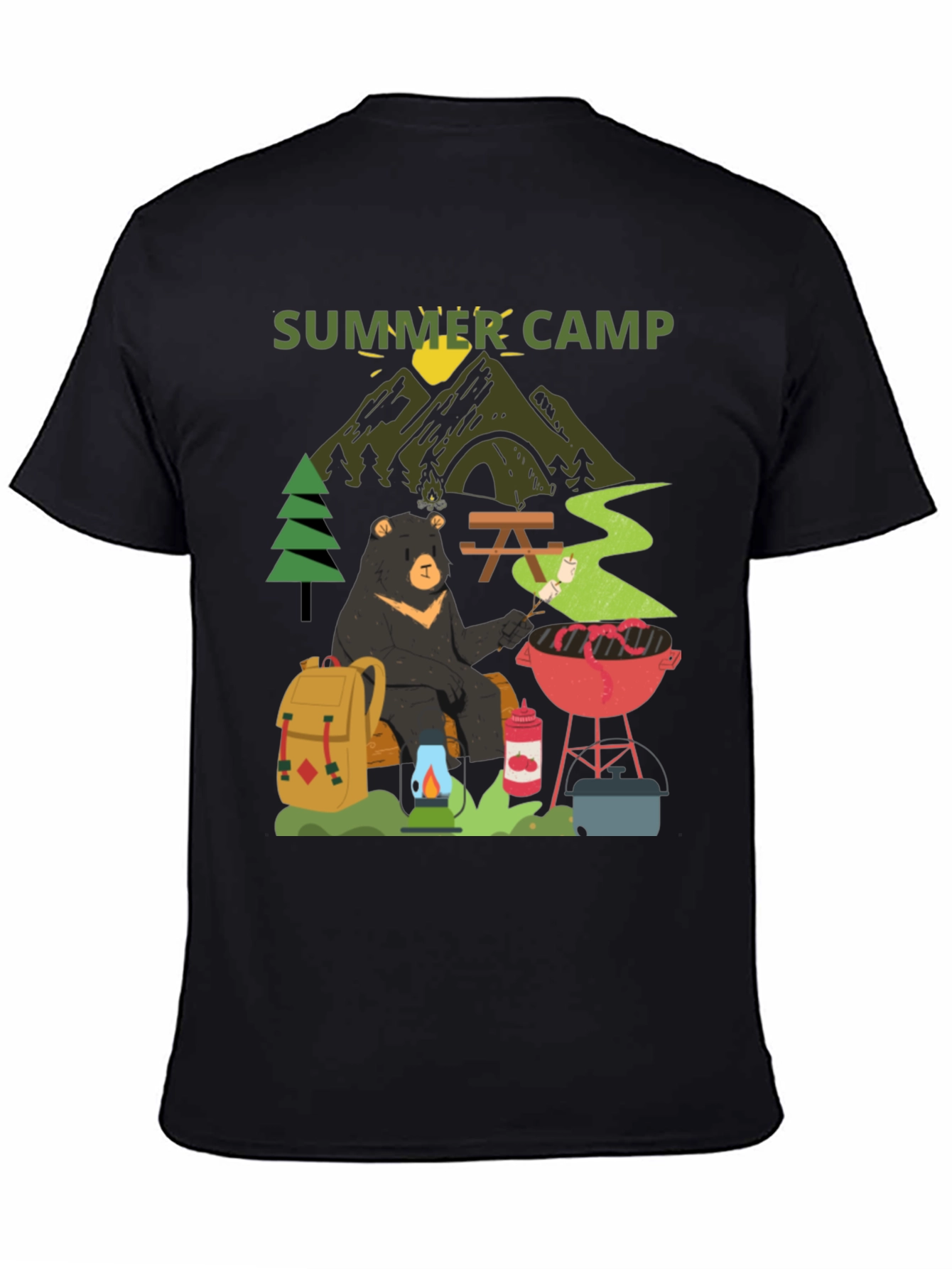 Summer Camp Bear Graphic T-Shirt