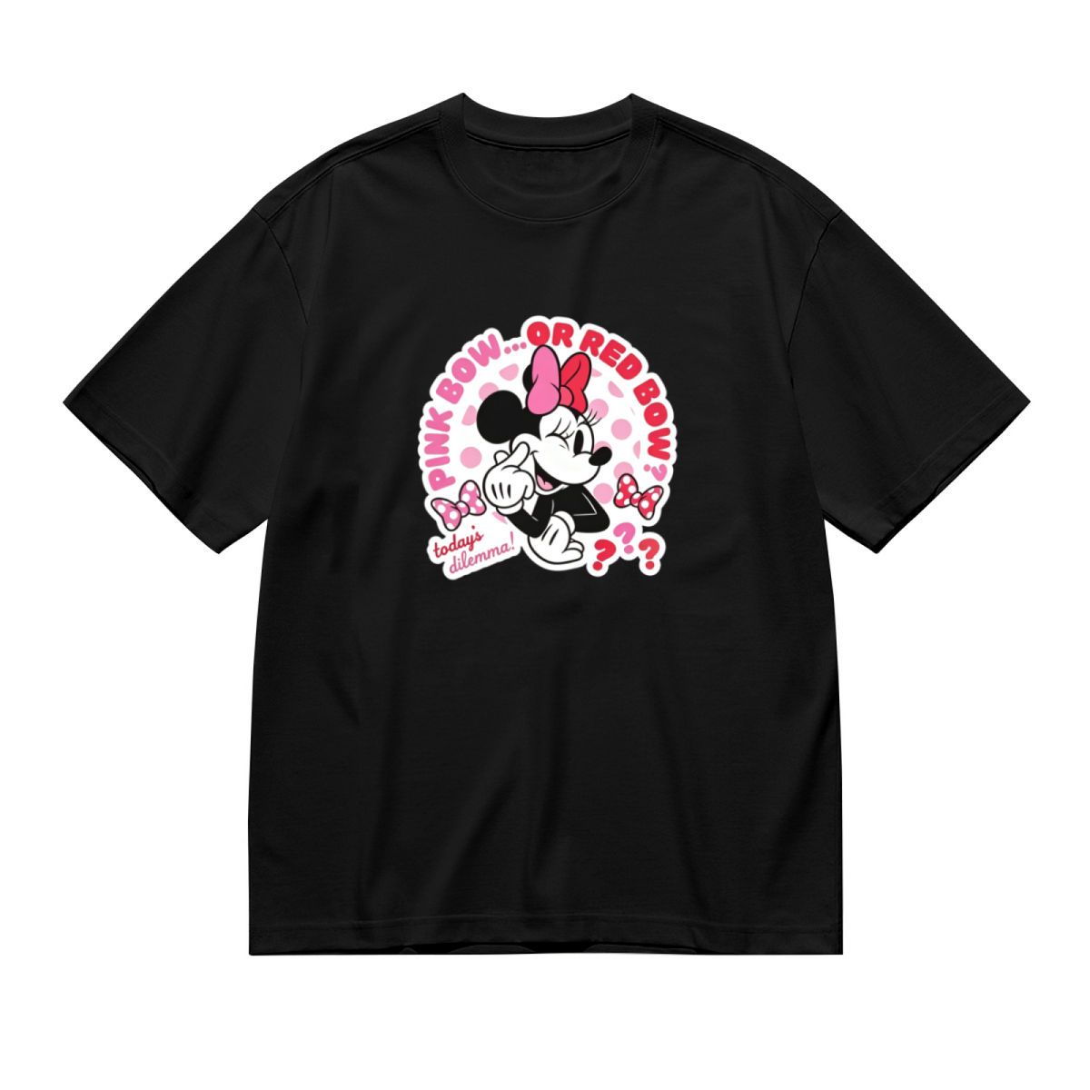 Fun Minnie Mouse Pink Or Red Bow Dilemma Plus Size Women Casual Tee