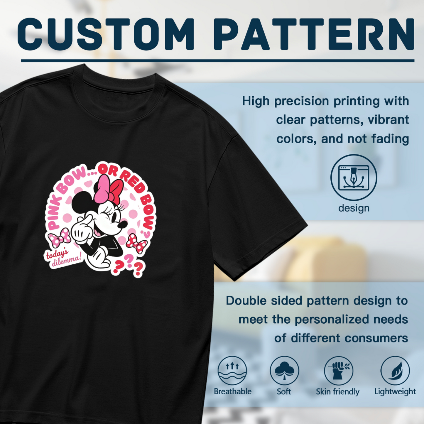 Fun Minnie Mouse Pink Or Red Bow Dilemma Plus Size Women Casual Tee