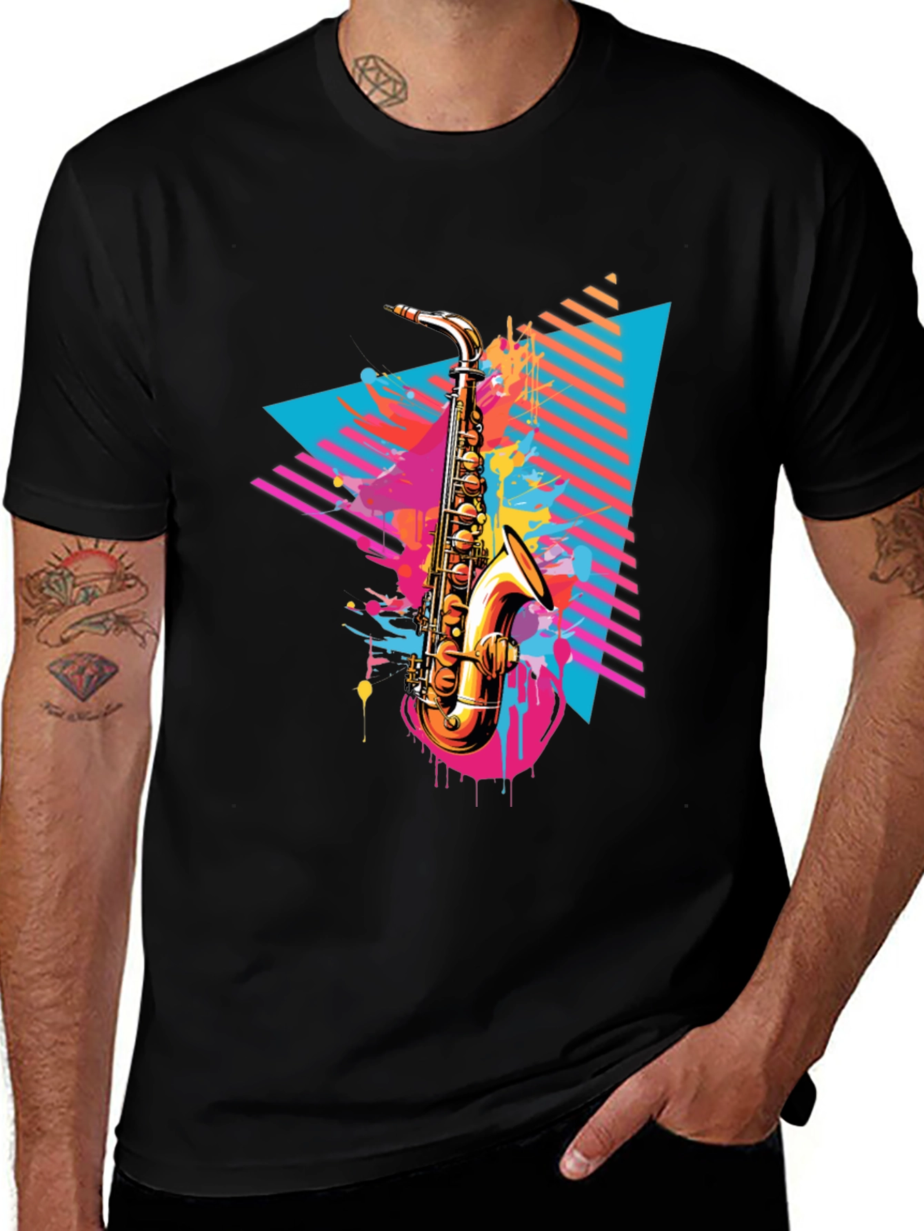 Saxophone Graphic Tee - Retro Music Lover T-Shirt