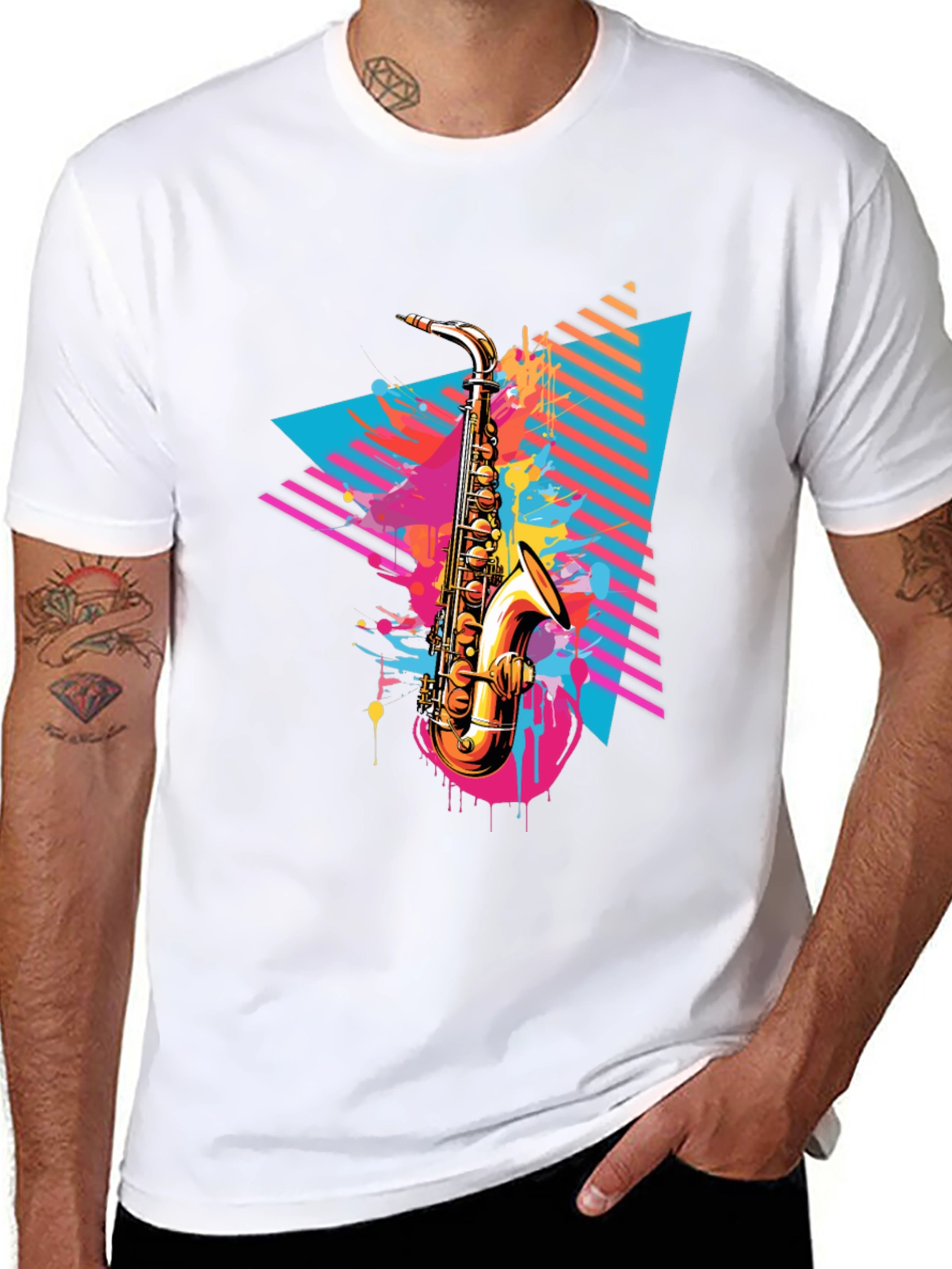 Saxophone Graphic Tee - Retro Music Lover T-Shirt