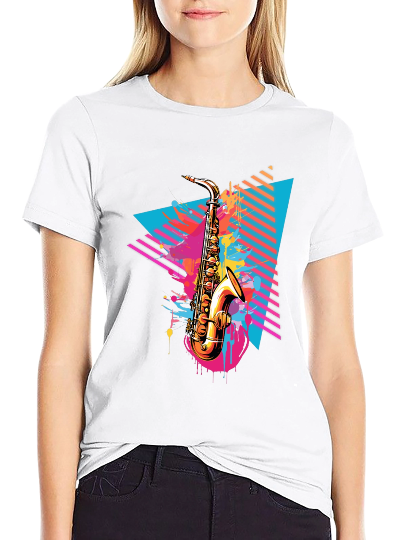 Saxophone Graphic Tee - Retro Music Lover T-Shirt