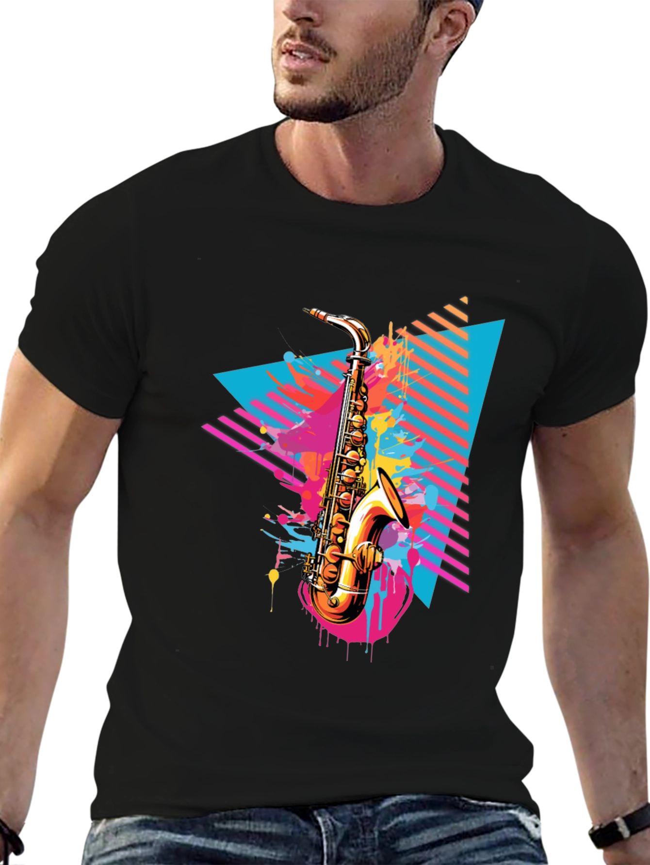 Saxophone Graphic Tee - Retro Music Lover T-Shirt