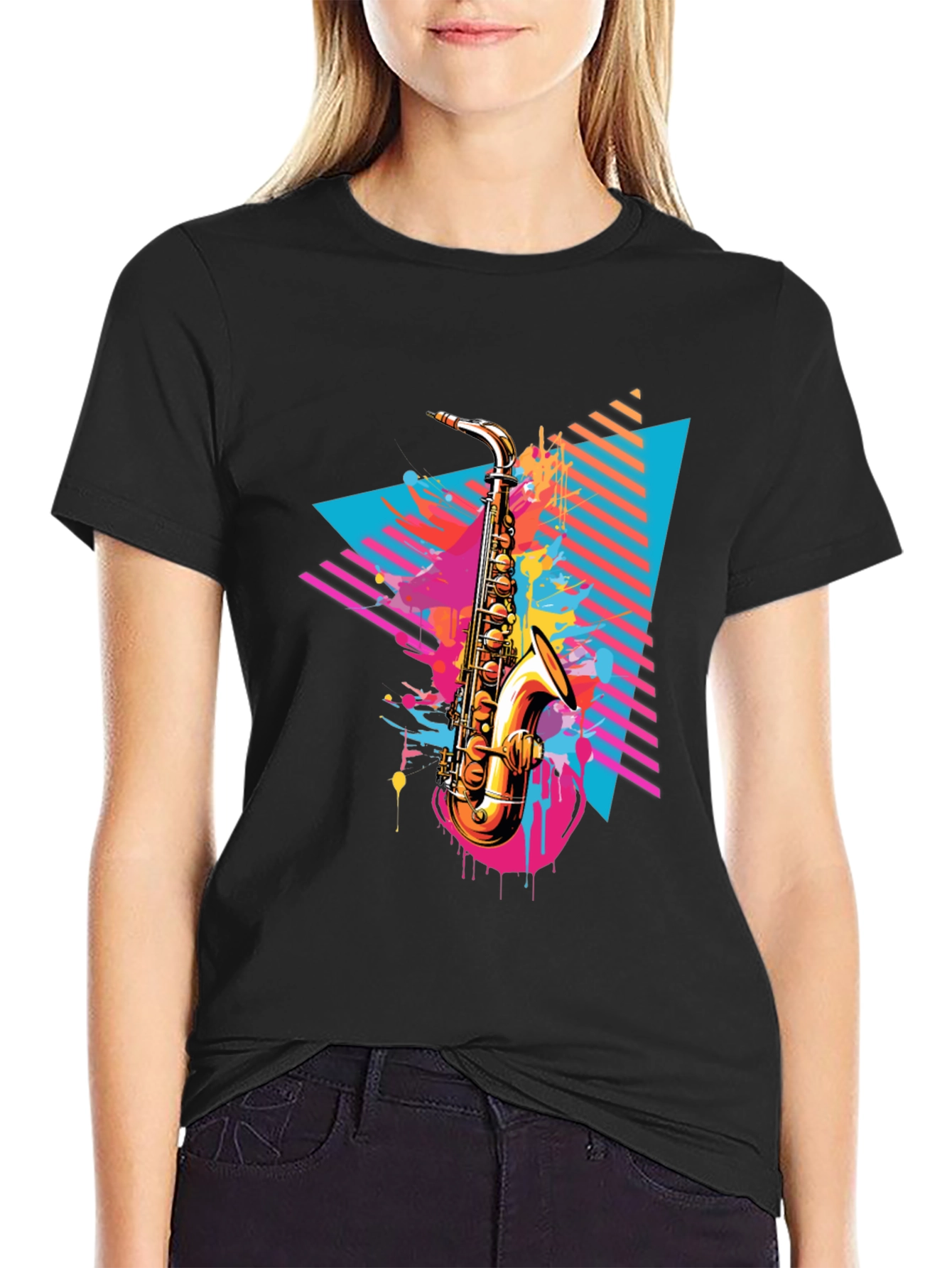 Saxophone Graphic Tee - Retro Music Lover T-Shirt