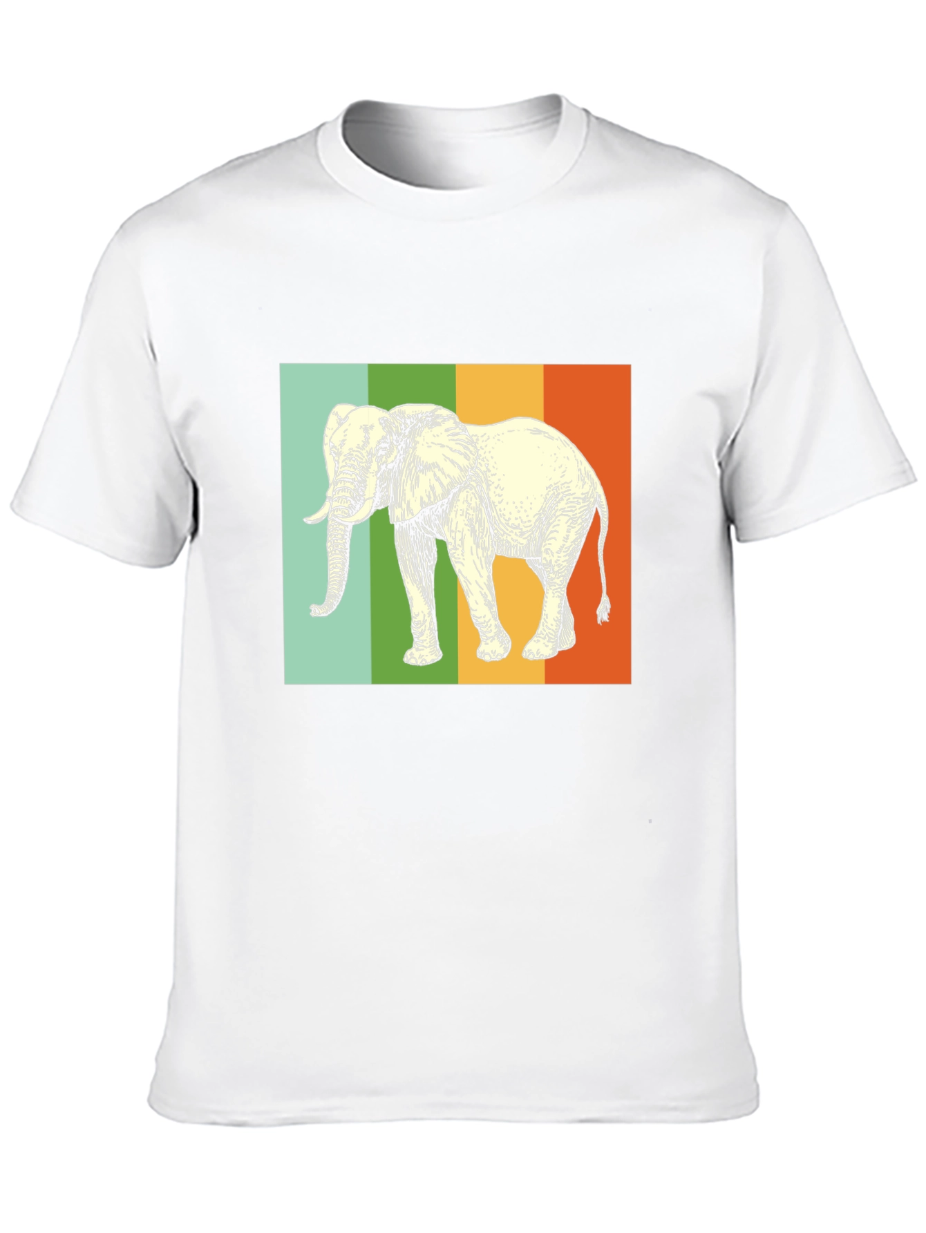 Elephant Graphic T-Shirt - Striped Background