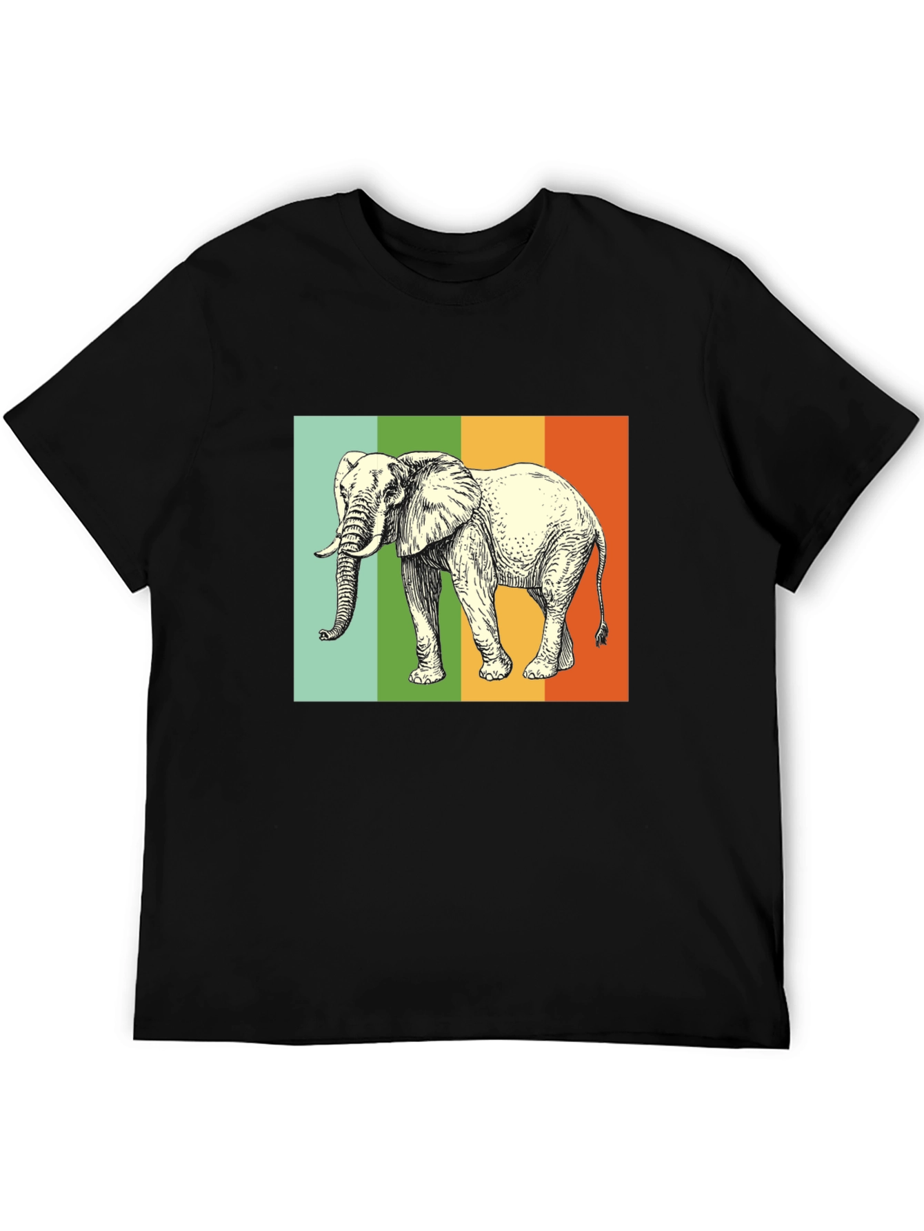 Elephant Graphic T-Shirt - Striped Background