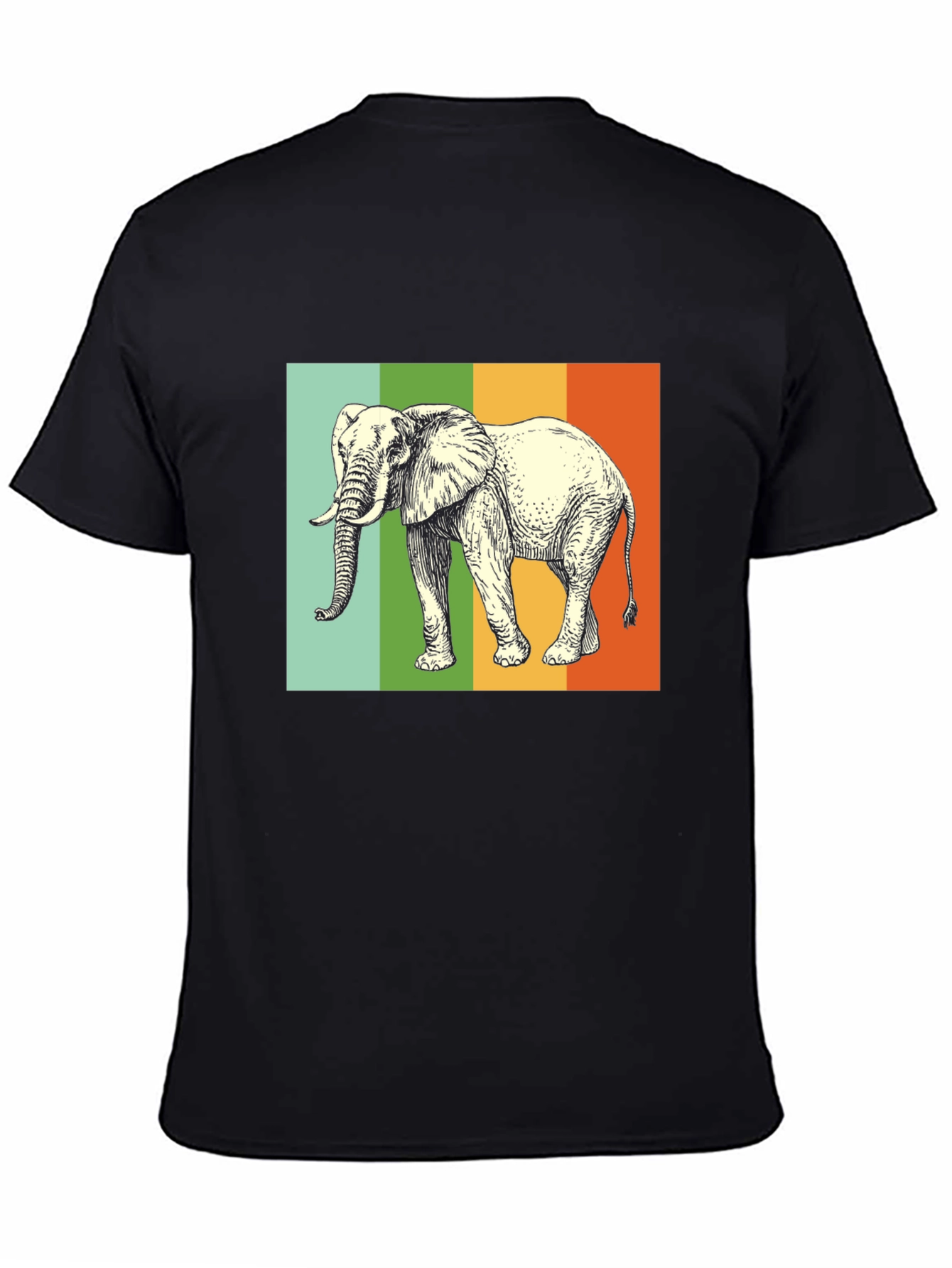 Elephant Graphic T-Shirt - Striped Background