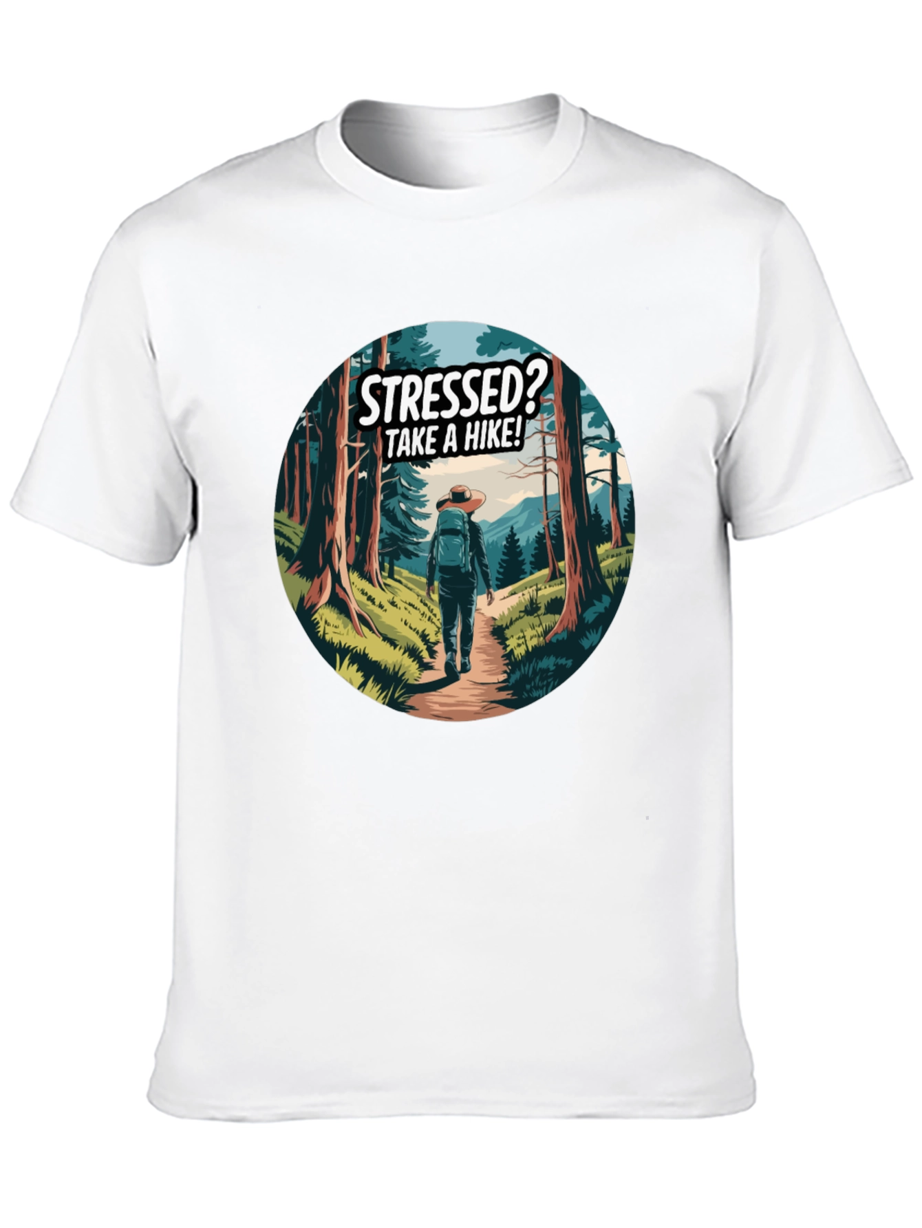 Stressed? Take a Hike! Black Graphic Tee