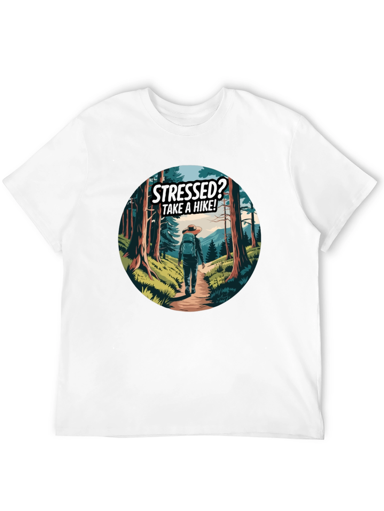 Stressed? Take a Hike! Black Graphic Tee