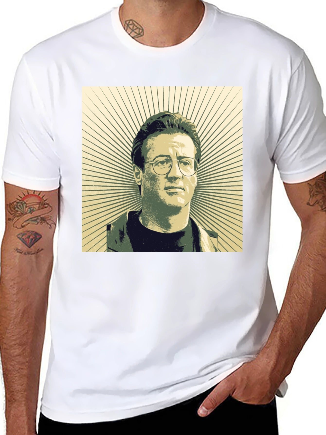 Retro Portrait Graphic Tee - Black Cotton Shirt